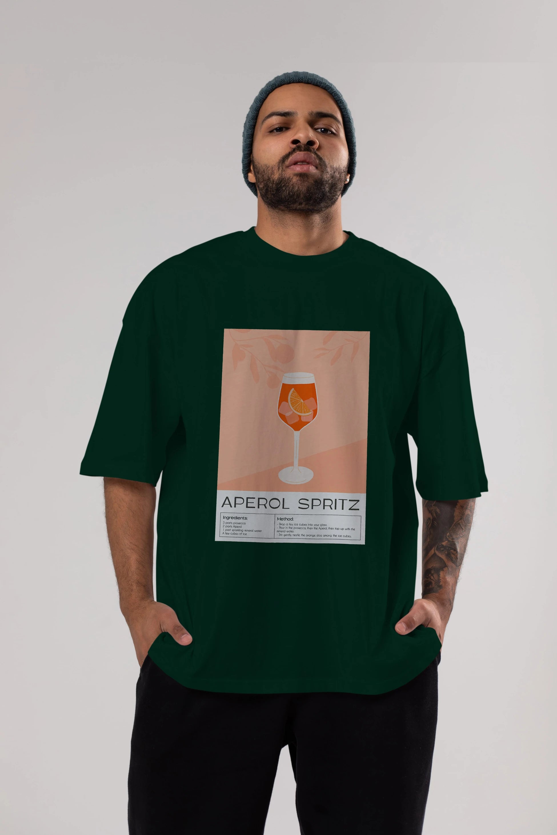 Aperol Spritz 7 Ön Baskılı Oversize t-shirt Erkek Kadın Unisex %100 Pamuk Bisiklet Yaka tişort