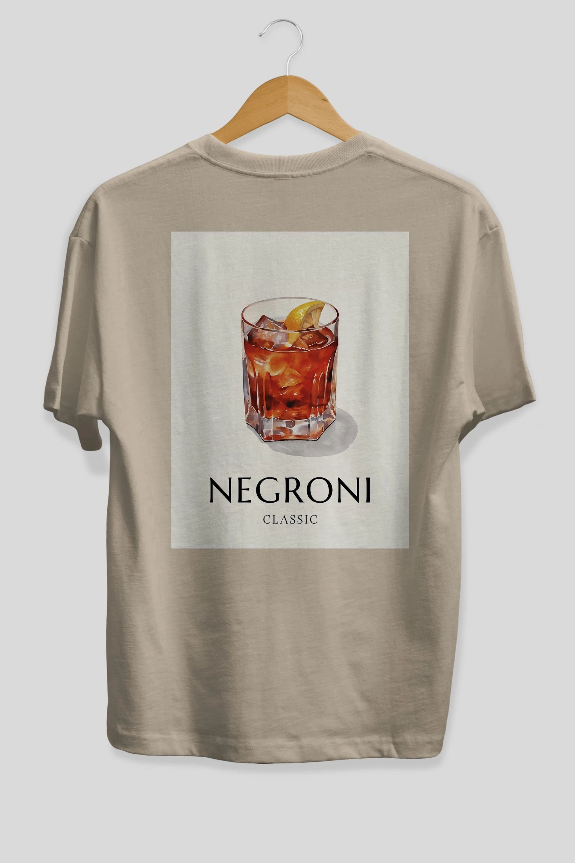 Negroni Classic Arka Baskılı Oversize t-shirt Erkek Kadın Unisex %100 Pamuk Bisiklet Yaka tişort