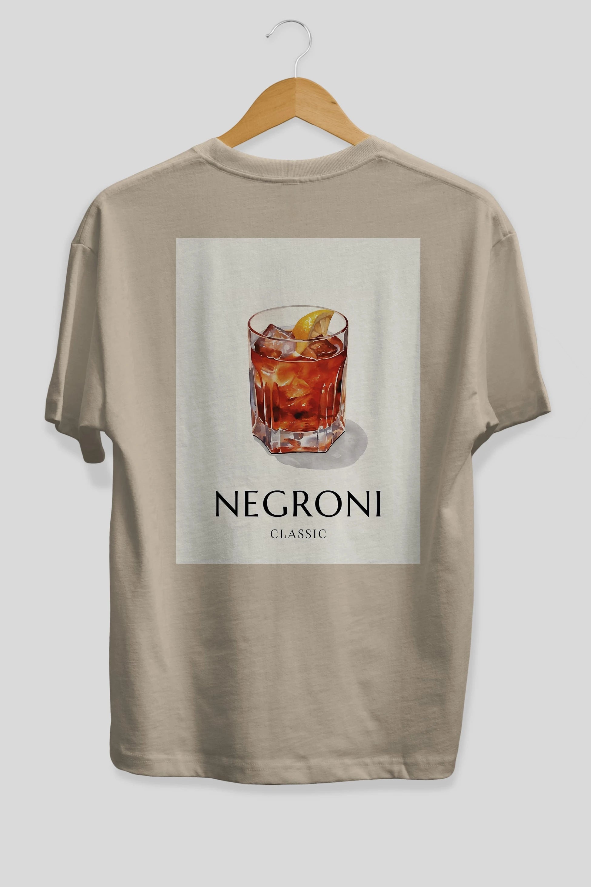 Negroni Classic Arka Baskılı Oversize t-shirt Erkek Kadın Unisex %100 Pamuk Bisiklet Yaka tişort