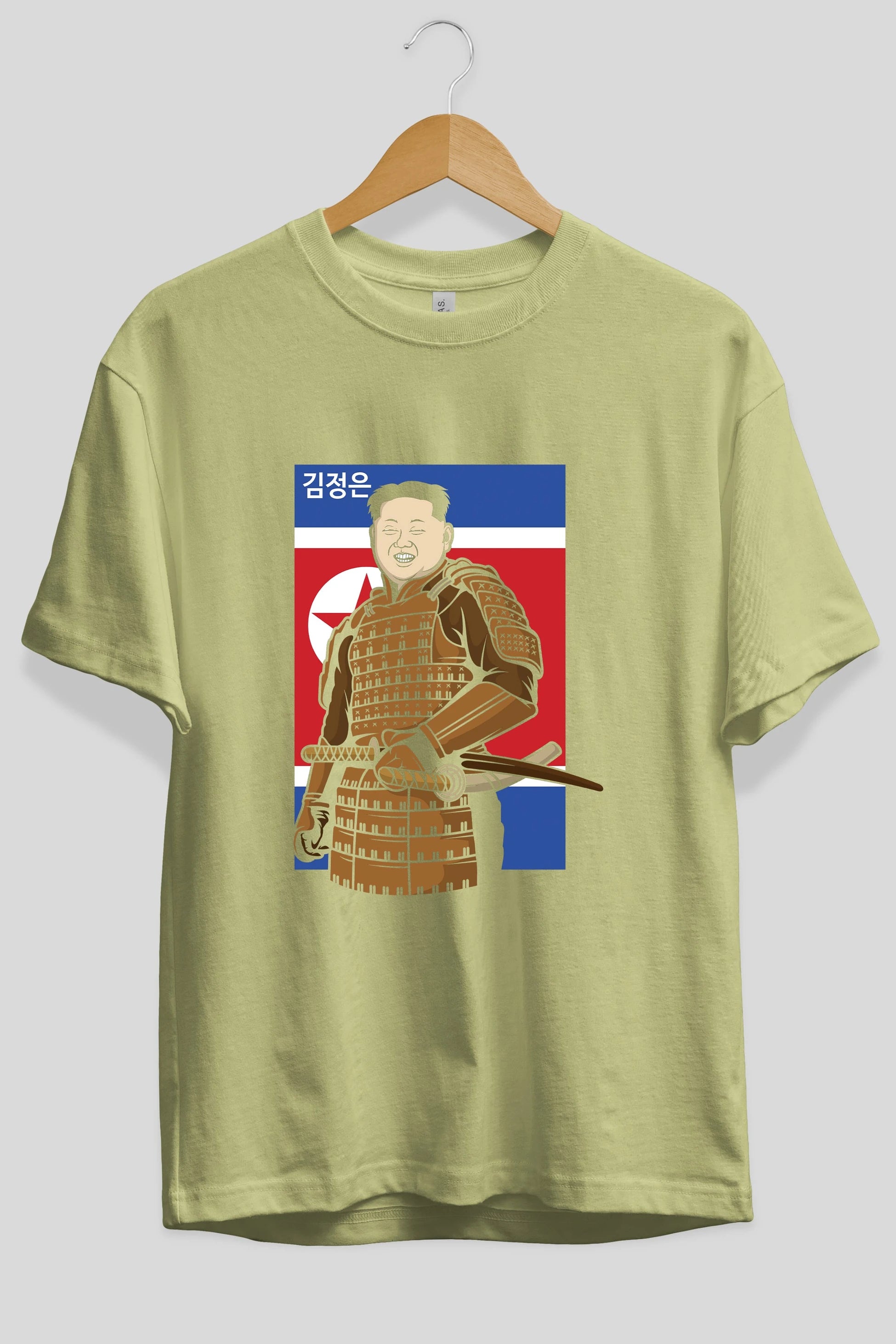 Samurai Jong Un Ön Baskılı Oversize t-shirt Erkek Kadın Unisex %100 Pamuk tişort