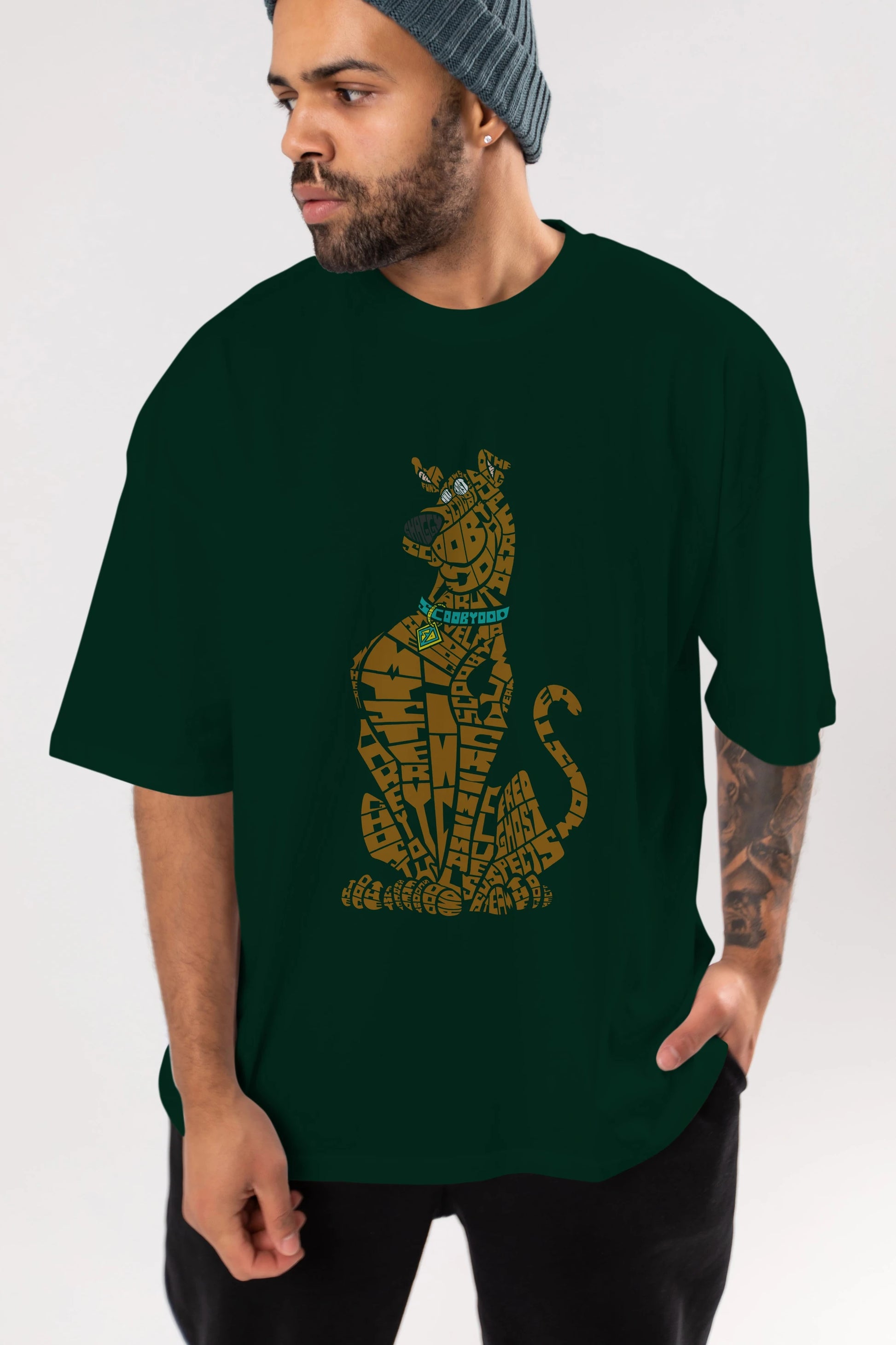 Scooby Doo Ön Baskılı Oversize t-shirt %100 pamuk Erkek Kadın Unisex