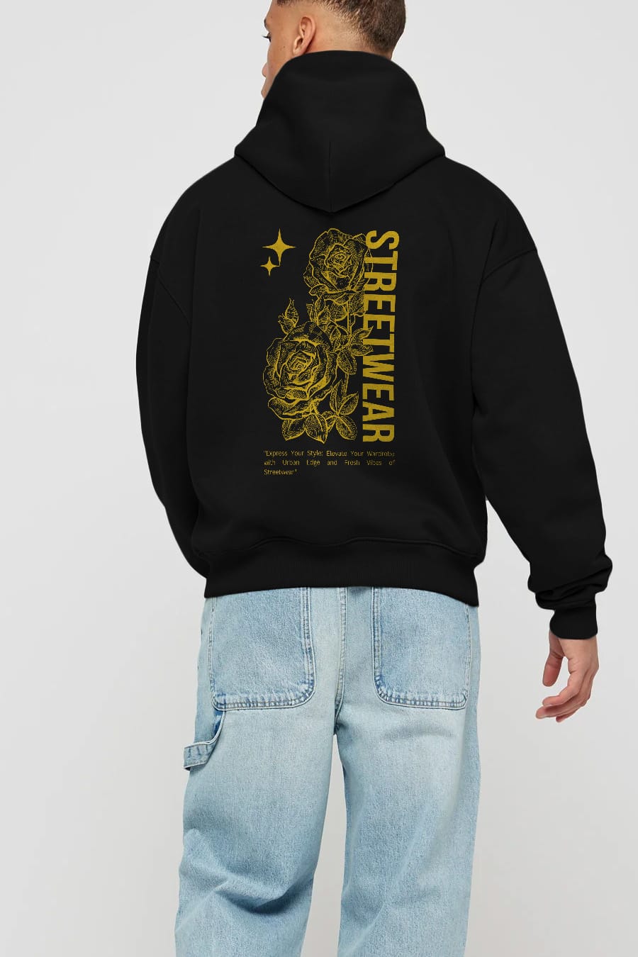 Minimalist Streetwear Arka Baskılı Oversize Hoodie Kapüşonlu Sweatshirt Erkek Kadın Unisex