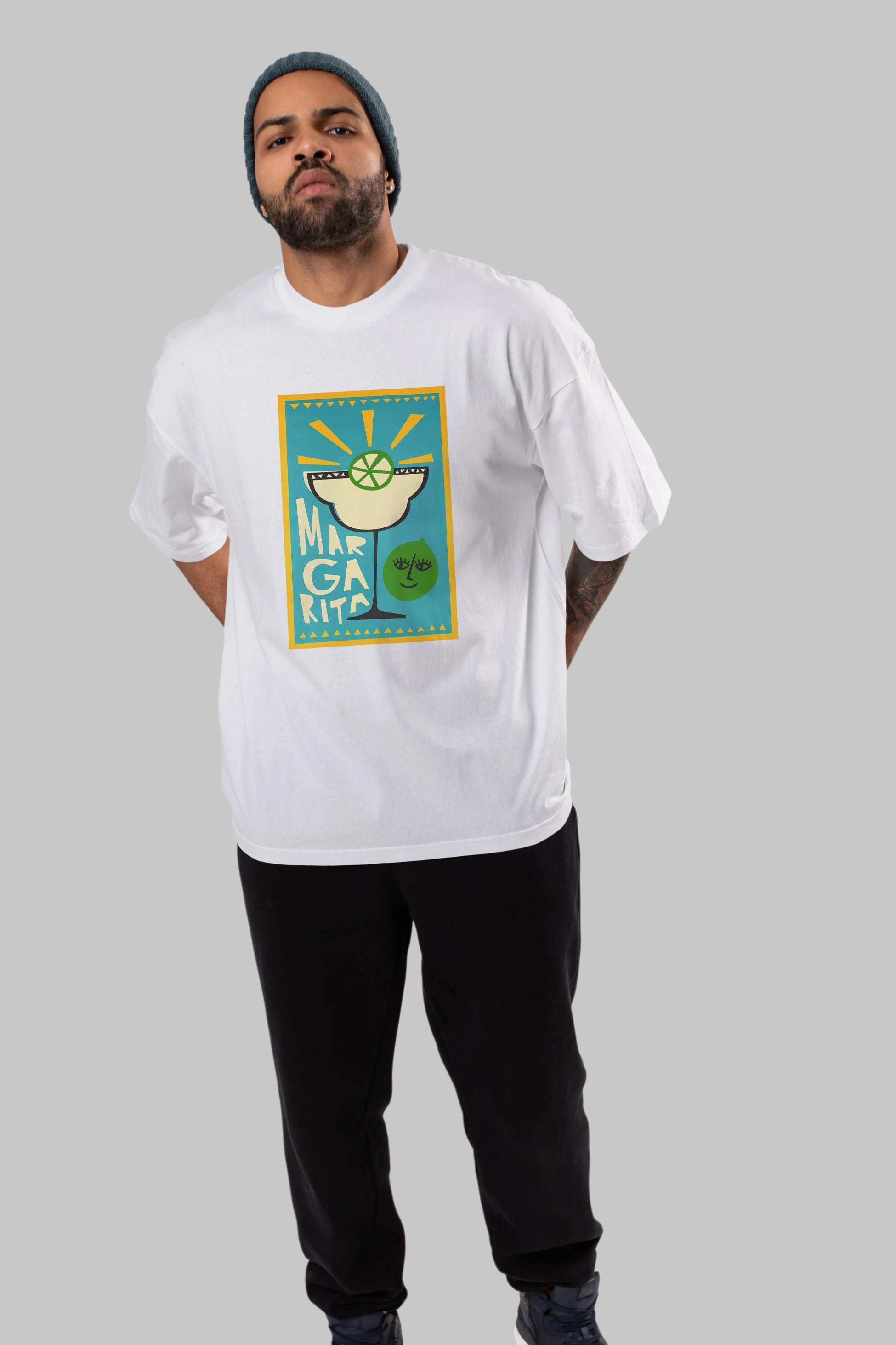 Margarita 4 Ön Baskılı Oversize t-shirt Erkek Kadın Unisex %100 Pamuk Bisiklet Yaka tişort
