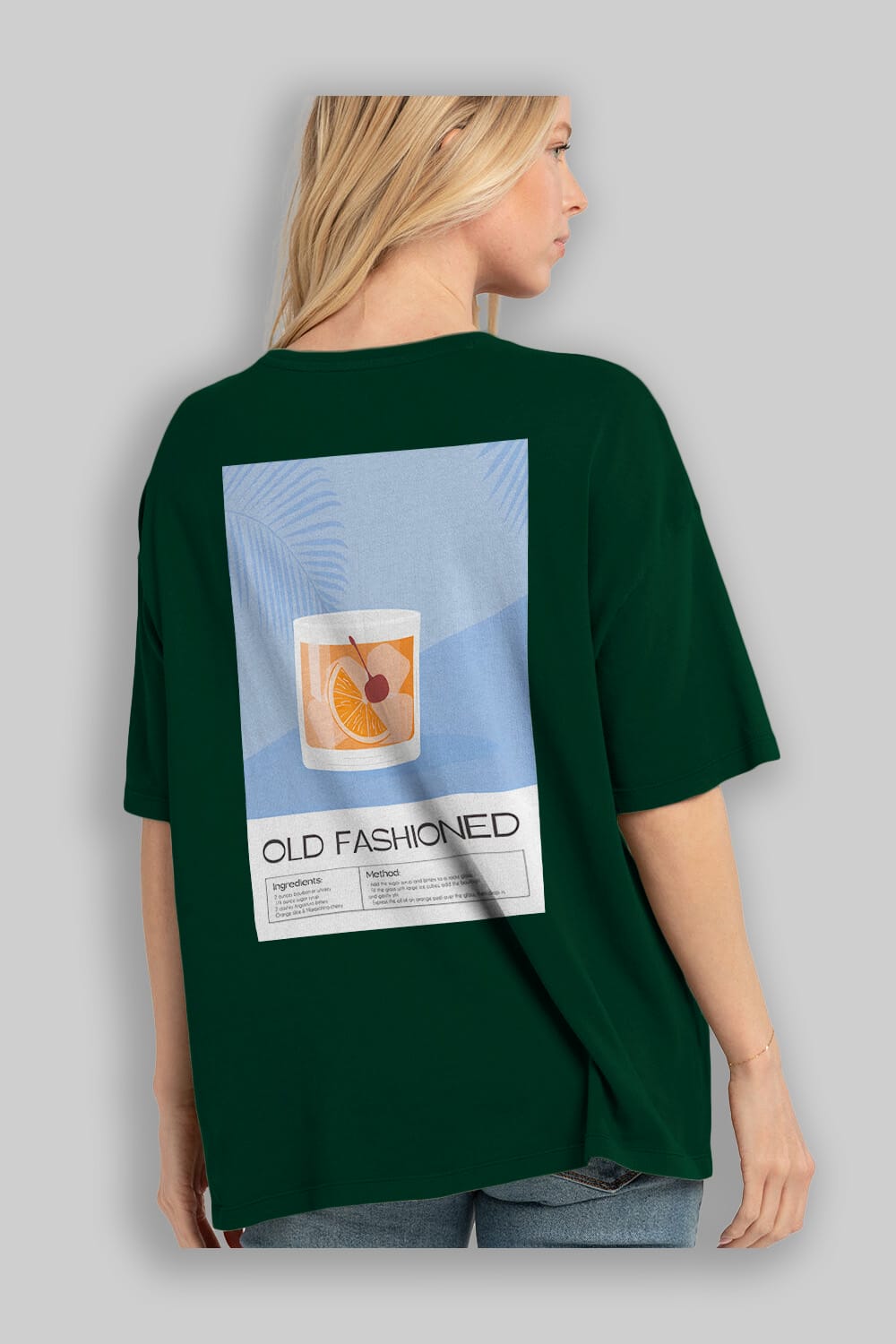 Old Fashioned 3 Arka Baskılı Oversize t-shirt Erkek Kadın Unisex %100 Pamuk Bisiklet Yaka tişort