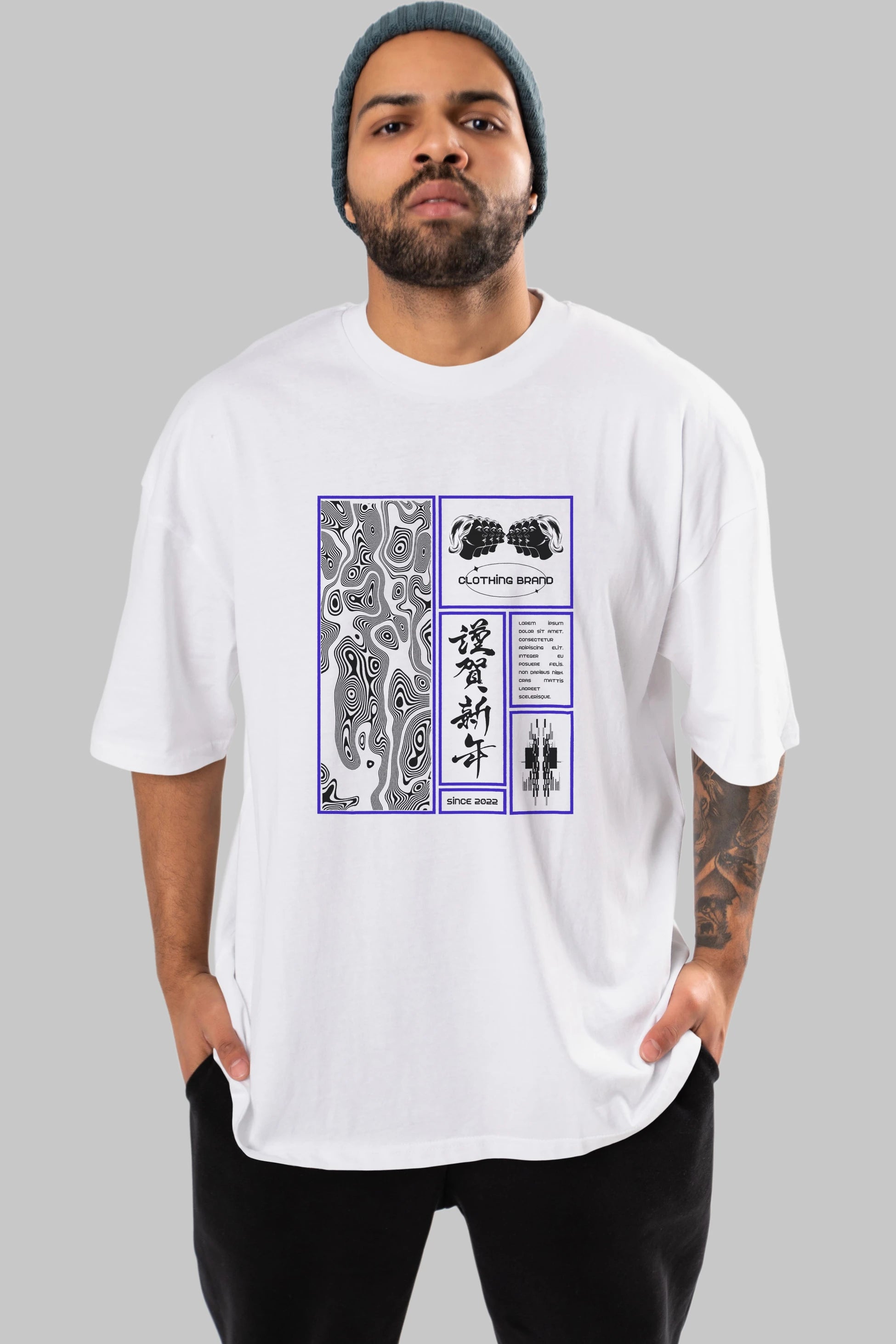 Neon Japanese Streetwear Ön Baskılı Oversize t-shirt Erkek Kadın Unisex