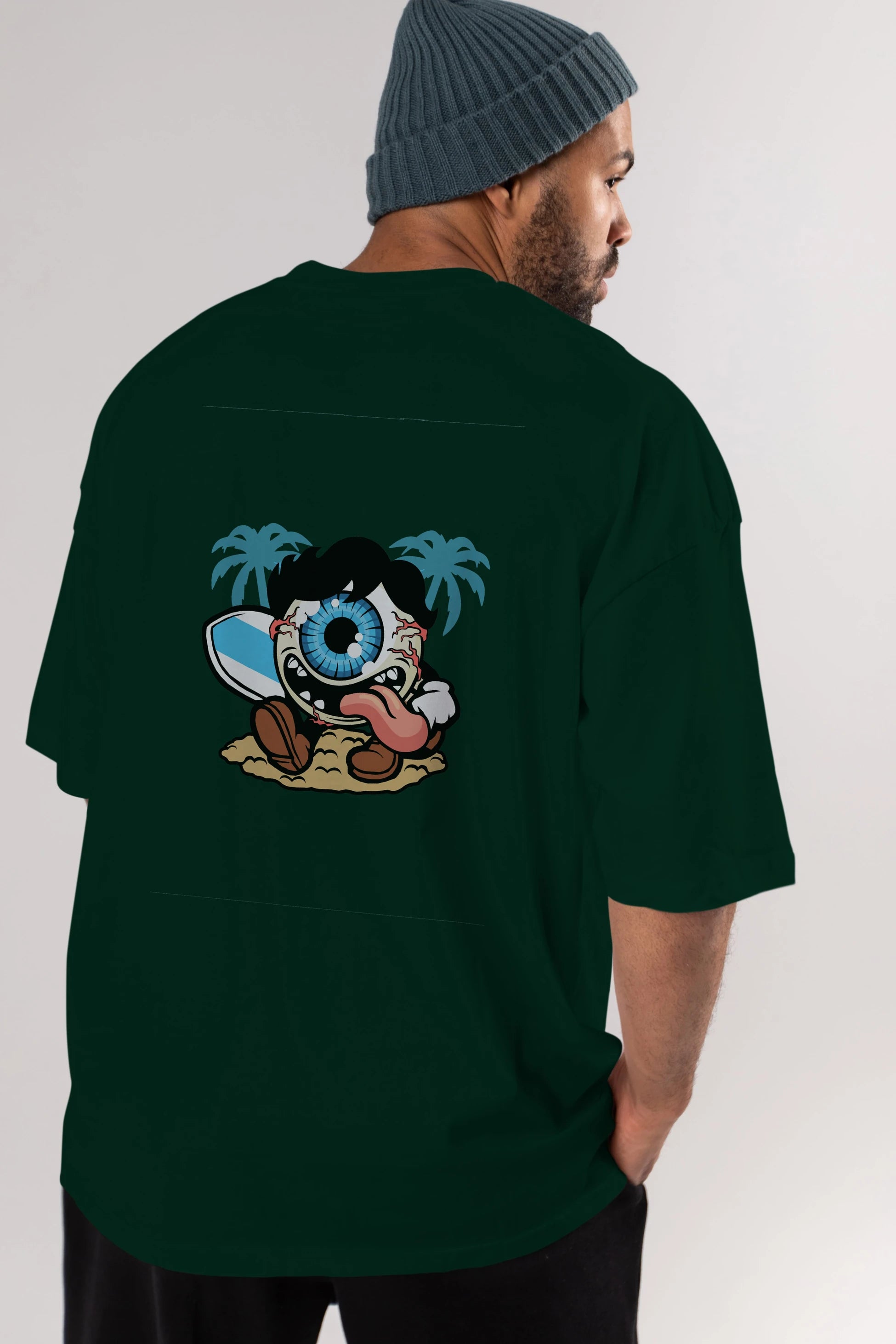 Eye Ball Surfer Arka Baskılı Oversize t-shirt Erkek Kadın Unisex %100 Pamuk tişort