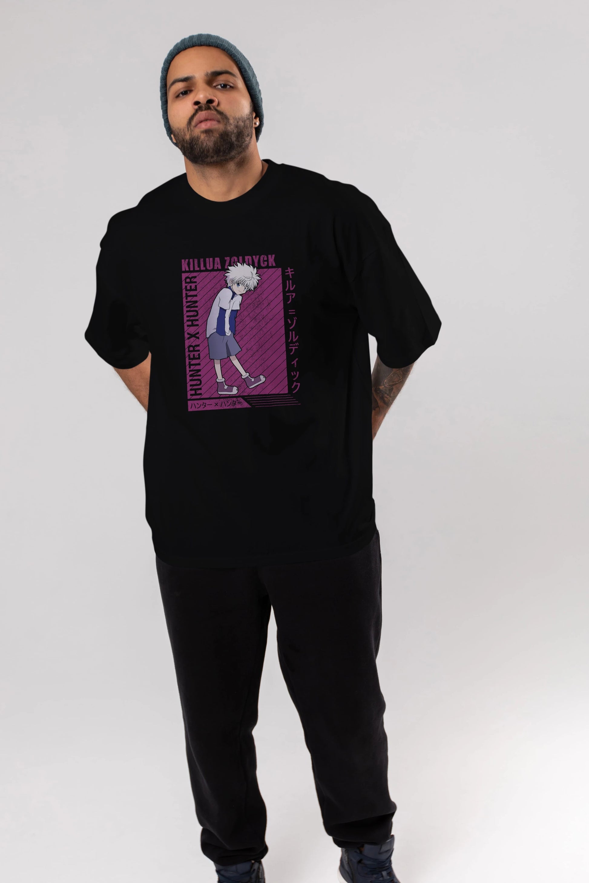 Killua Zoldyck 3 1 Anime Ön Baskılı Oversize t-shirt %100 pamuk Erkek Kadın Unisex