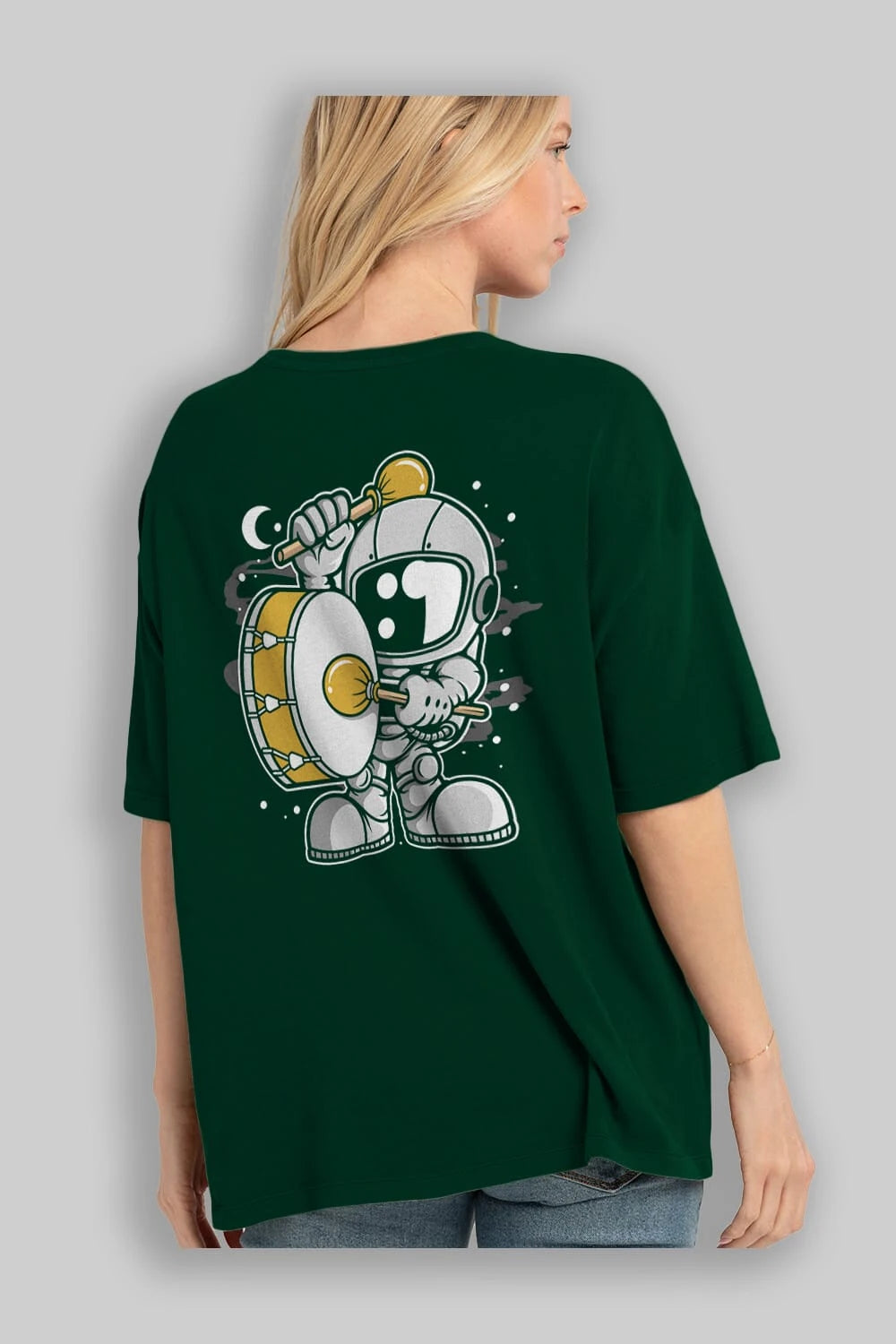 Astronaut Marching Band Arka Baskılı Oversize t-shirt Erkek Kadın Unisex