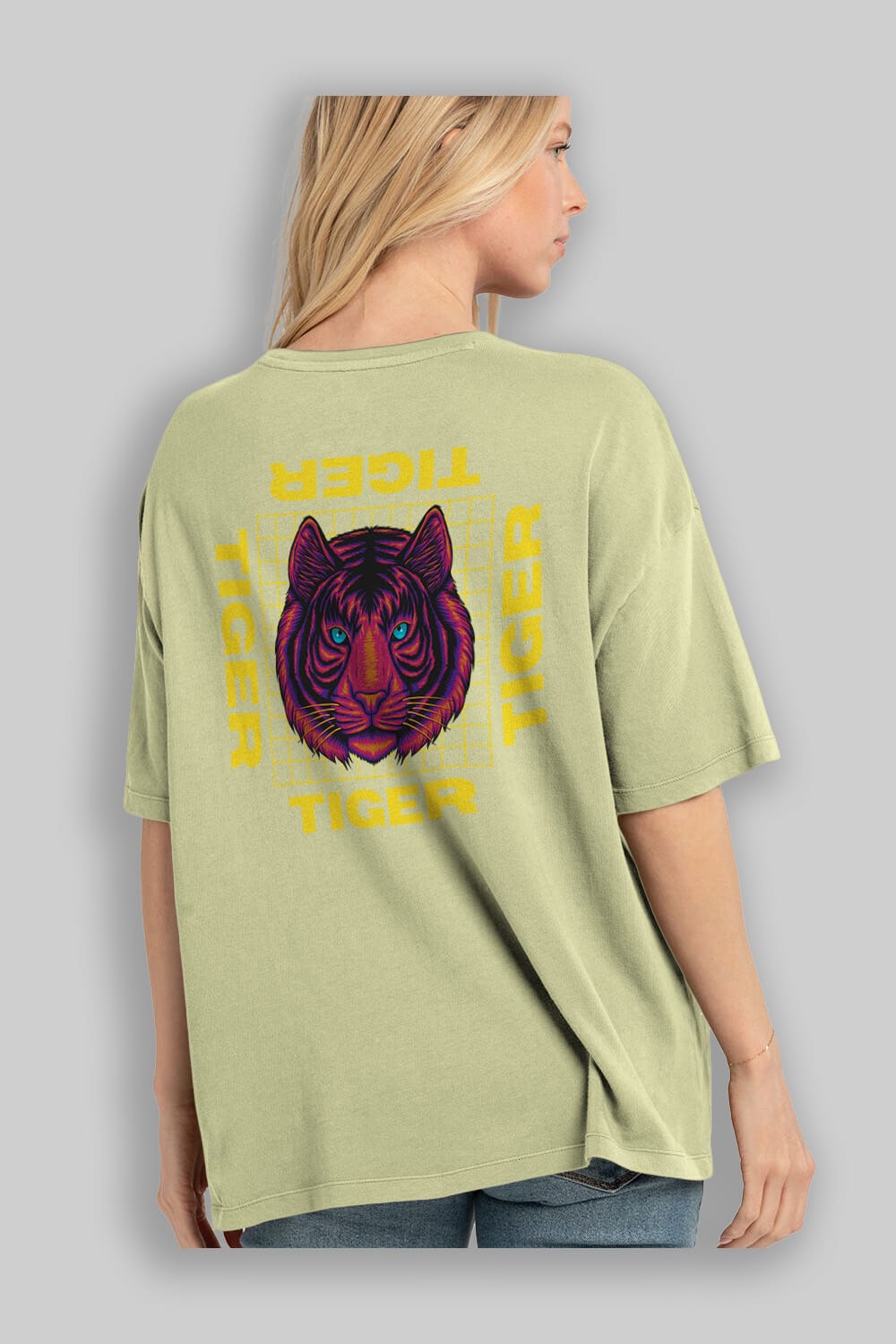 Tiger Yazılı Streetwear Arka Baskılı Oversize t-shirt Erkek Kadın Unisex