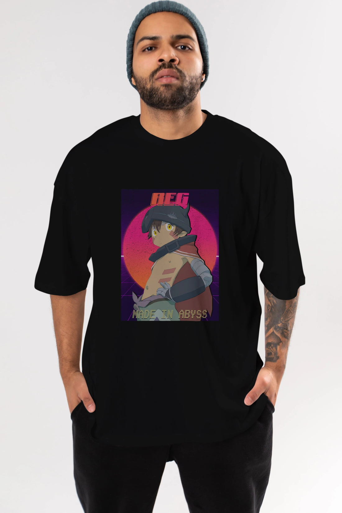 Reg 7 Anime Ön Baskılı Oversize t-shirt %100 pamuk Erkek Kadın Unisex