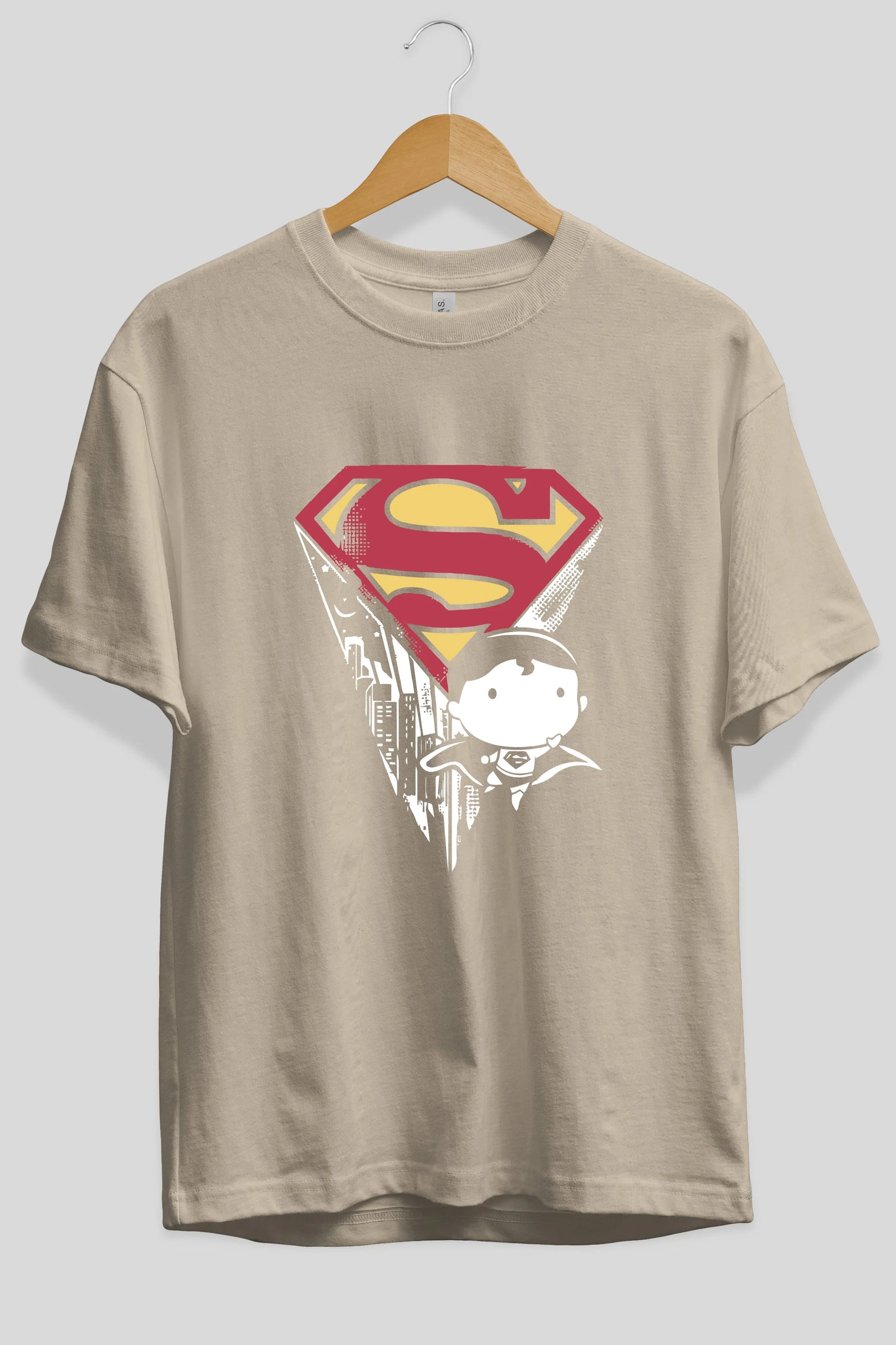 Superman Ön Baskılı Oversize t-shirt Erkek Kadın Unisex %100 Pamuk Bisiklet Yaka tişort