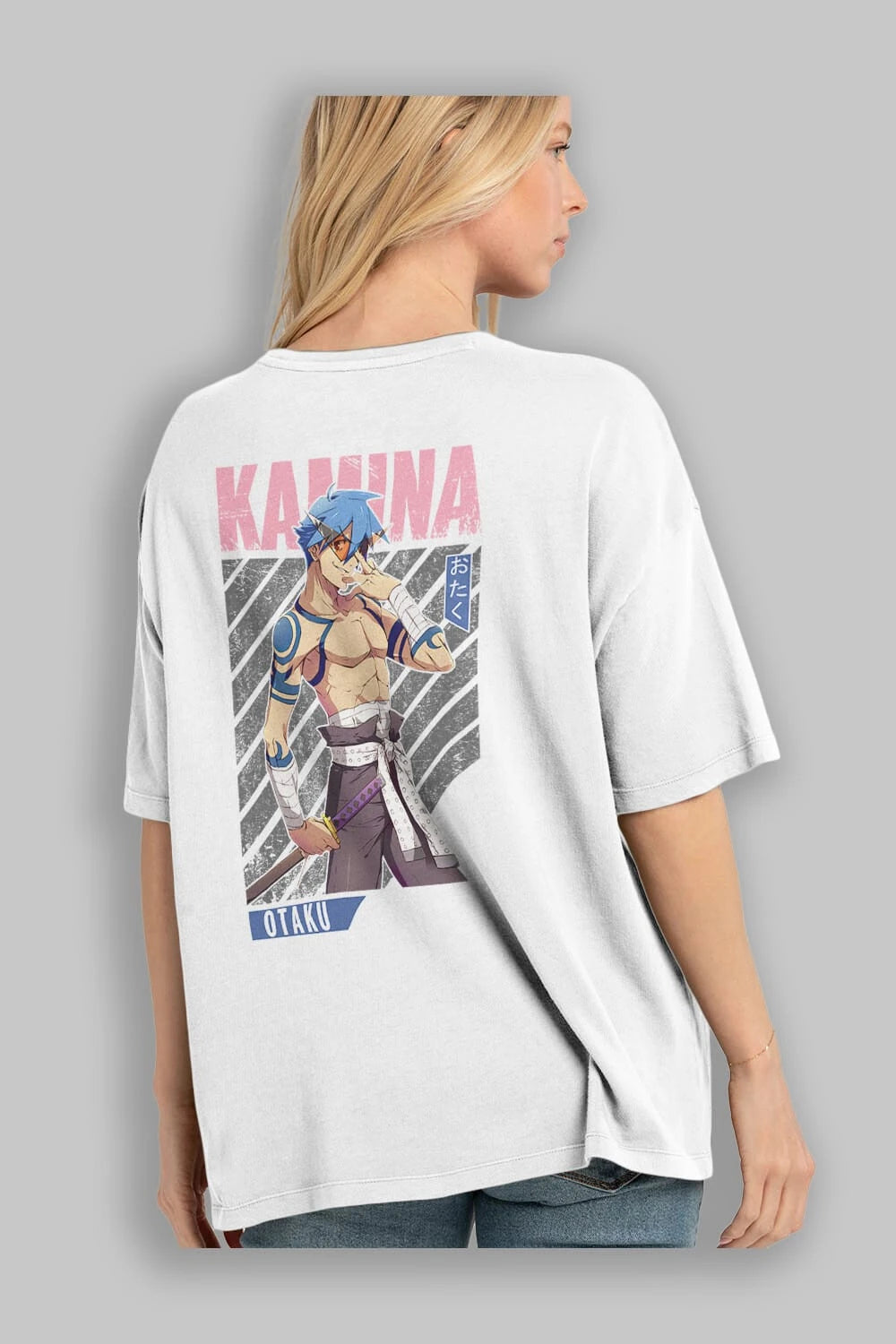Kamina 5 Anime Arka Baskılı Oversize t-shirt Erkek Kadın Unisex