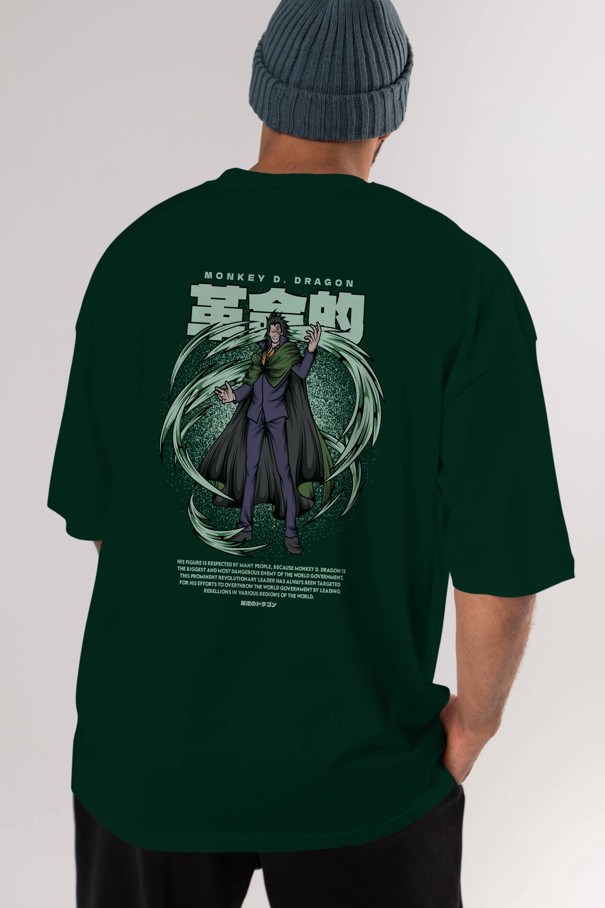 Monkey D. Dragon Anime Arka Baskılı Oversize t-shirt Erkek Kadın Unisex