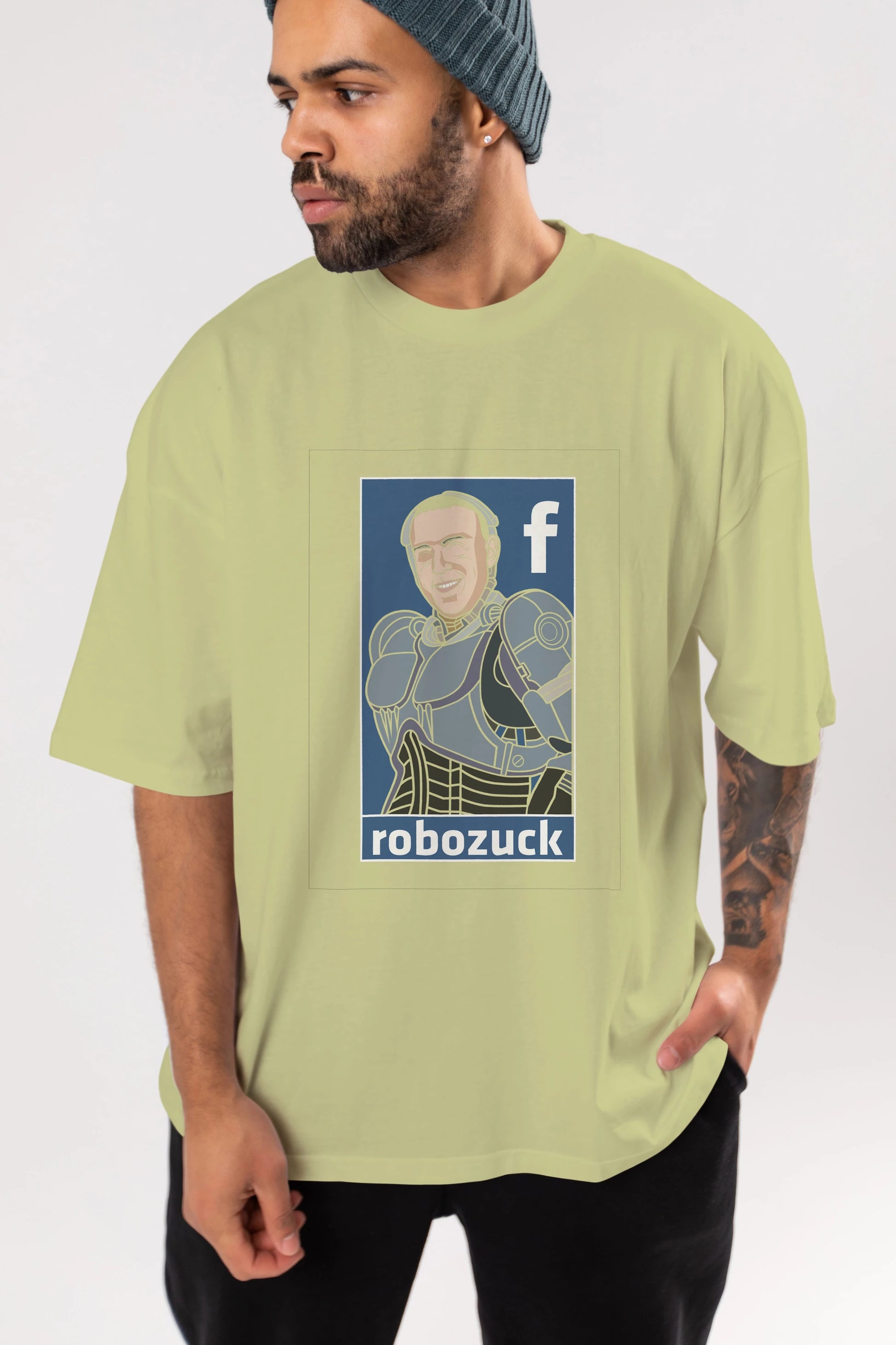 Robozuck Ön Baskılı Oversize t-shirt Erkek Kadın Unisex %100 Pamuk tişort