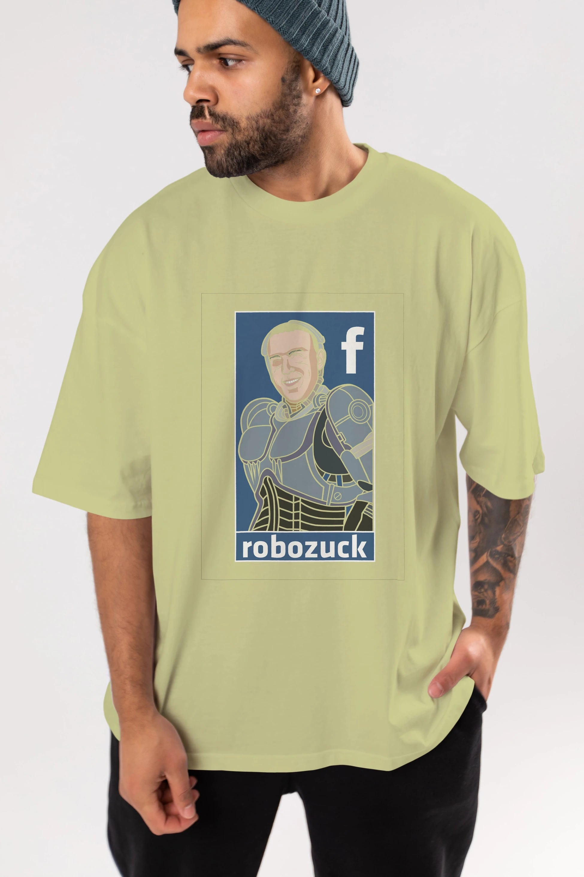 Robozuck Ön Baskılı Oversize t-shirt Erkek Kadın Unisex %100 Pamuk tişort