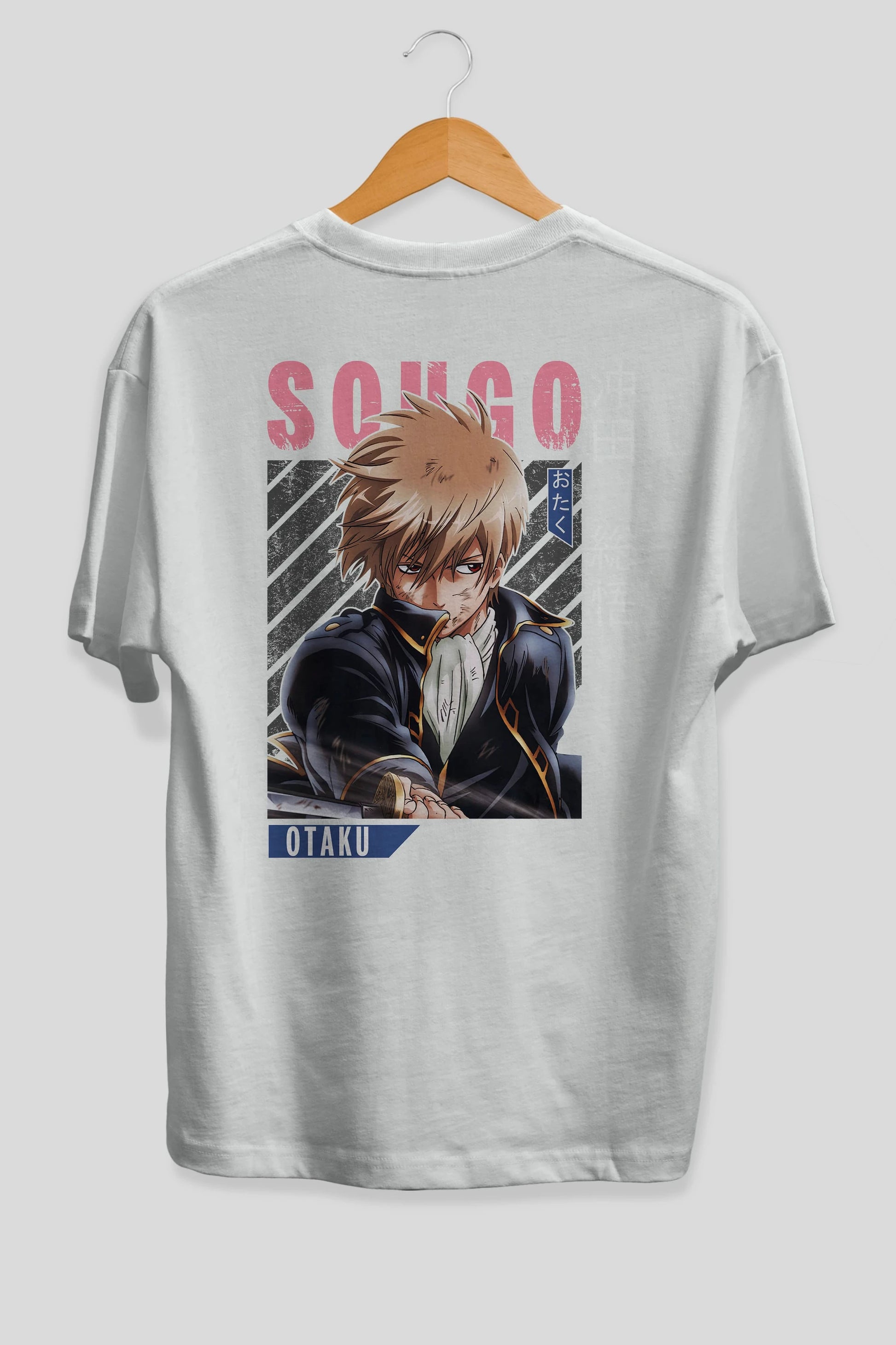 Sougo Okita GINTAMA Anime Arka Baskılı Oversize t-shirt Erkek Kadın Unisex
