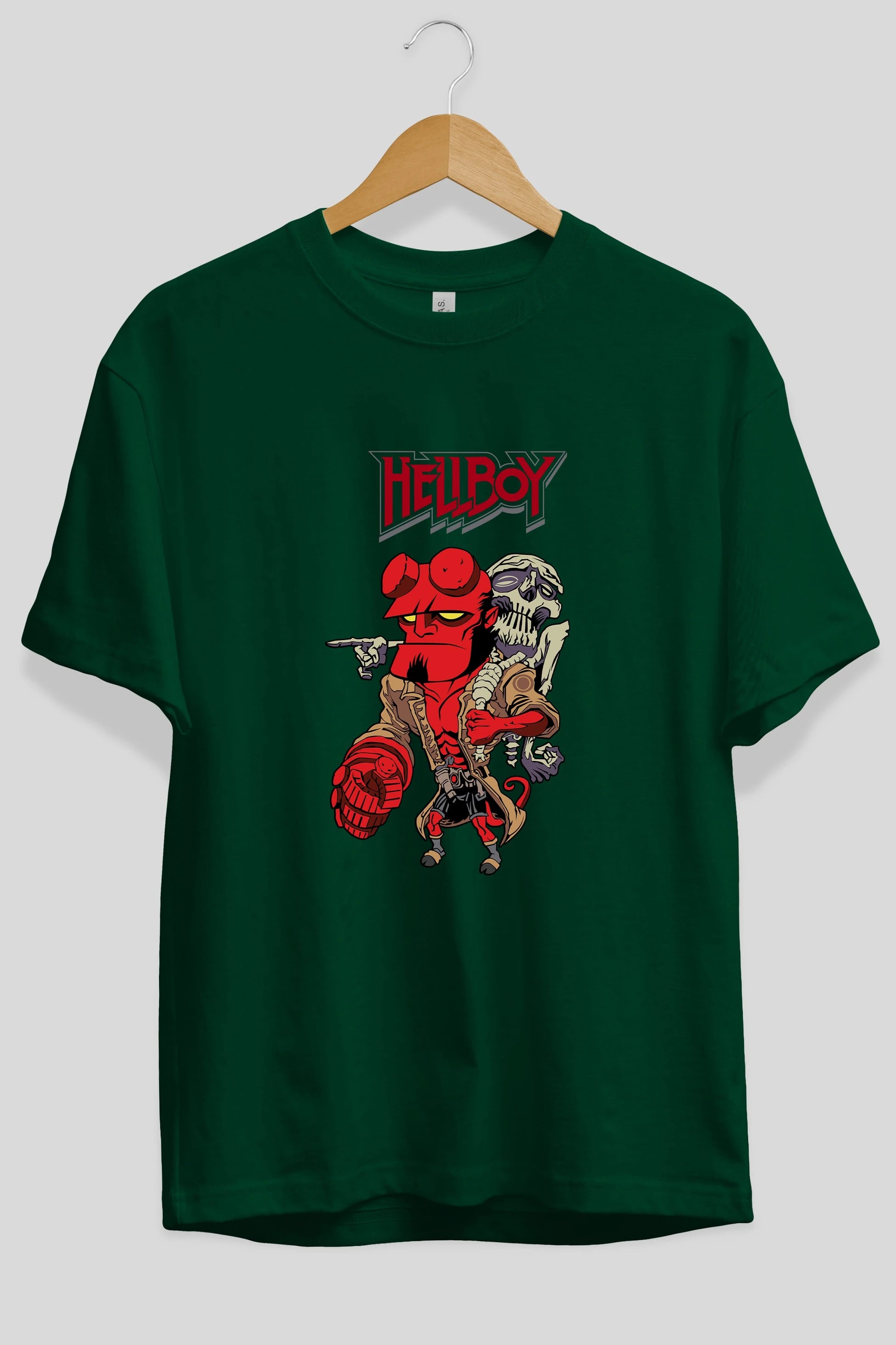 Hellboy (2) Ön Baskılı Oversize t-shirt Erkek Kadın Unisex %100 Pamuk Bisiklet Yaka tişort
