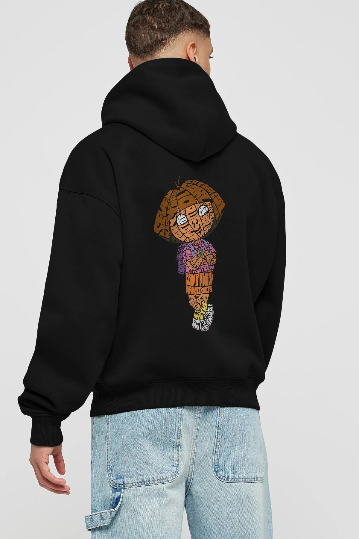 Dora Arka Baskılı Hoodie Oversize Kapüşonlu Sweatshirt Erkek Kadın Unisex