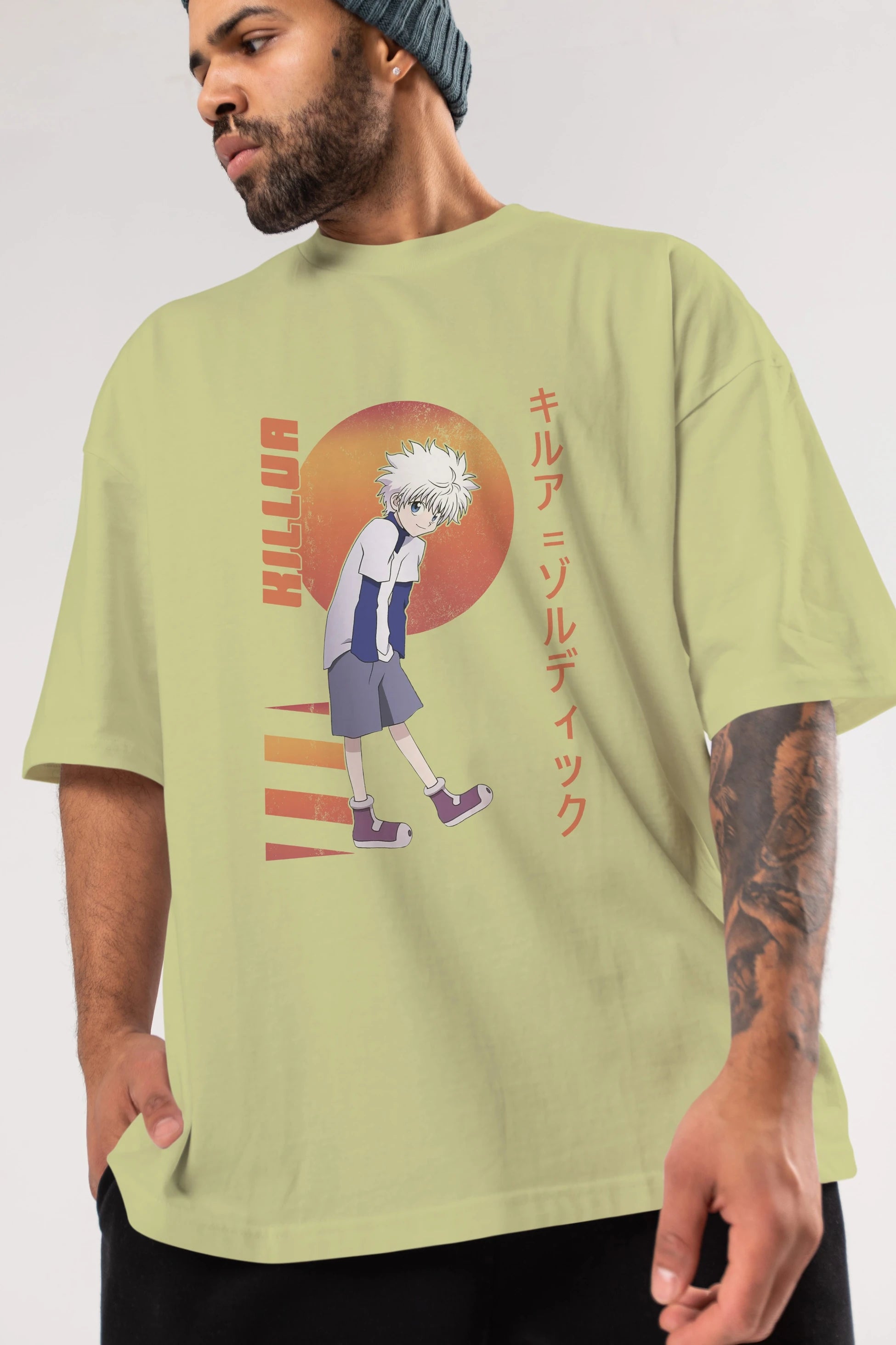 Killua Zoldyck 5 2 Anime Ön Baskılı Oversize t-shirt %100 pamuk Erkek Kadın Unisex