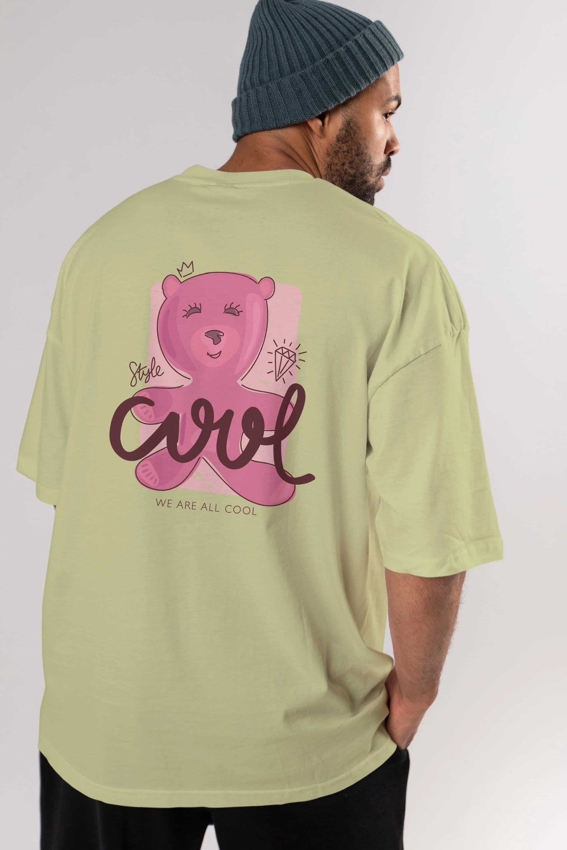 Cool Style Bear Arka Baskılı Oversize t-shirt Erkek Kadın Unisex
