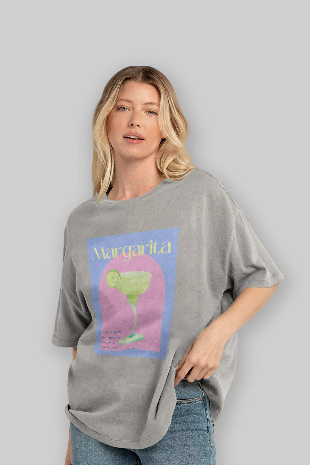 Margarita 6 Ön Baskılı Oversize t-shirt Erkek Kadın Unisex %100 Pamuk Bisiklet Yaka tişort