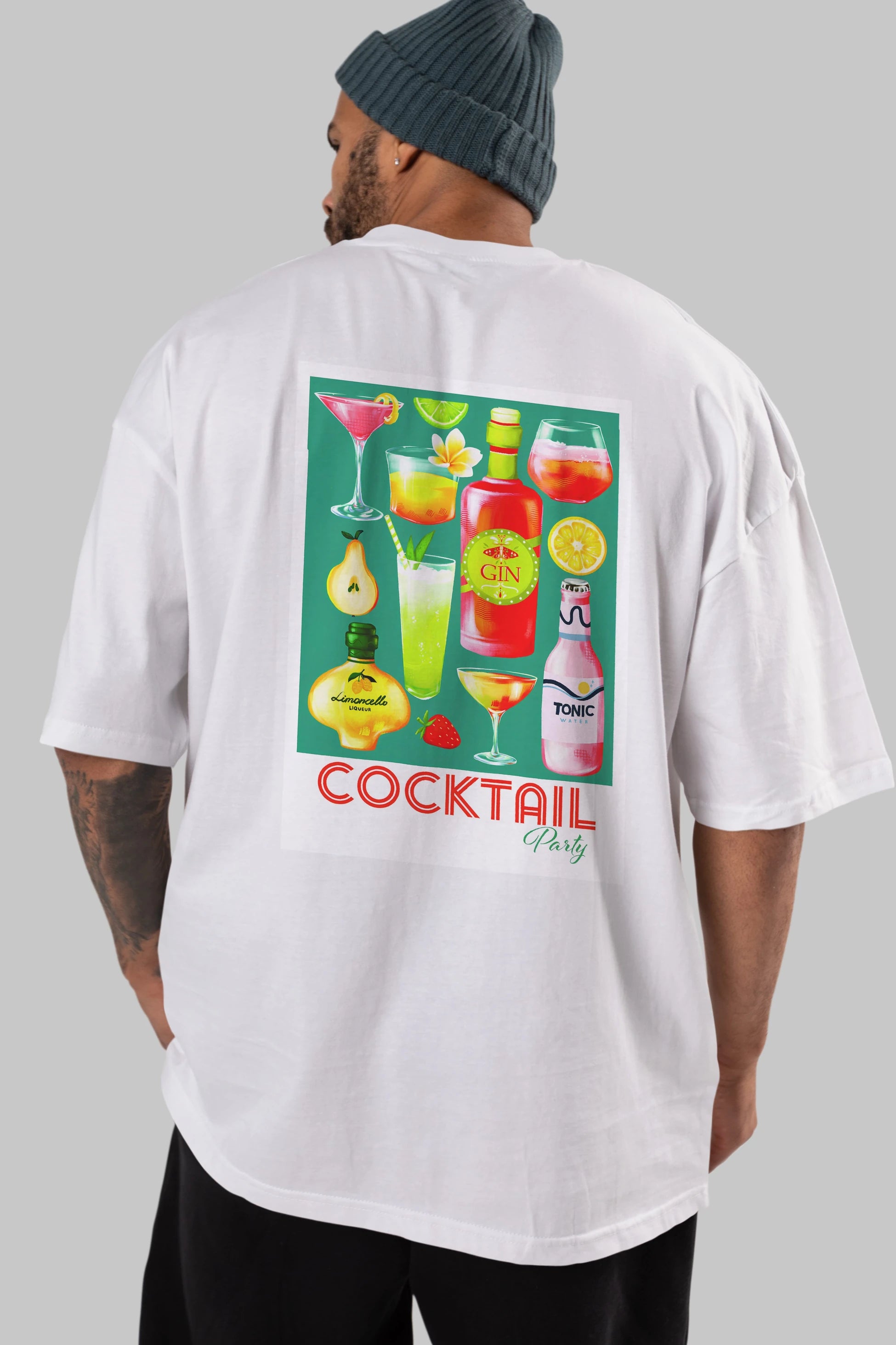 Cocktail Party 2 Arka Baskılı Oversize t-shirt Erkek Kadın Unisex %100 Pamuk Bisiklet Yaka tişort