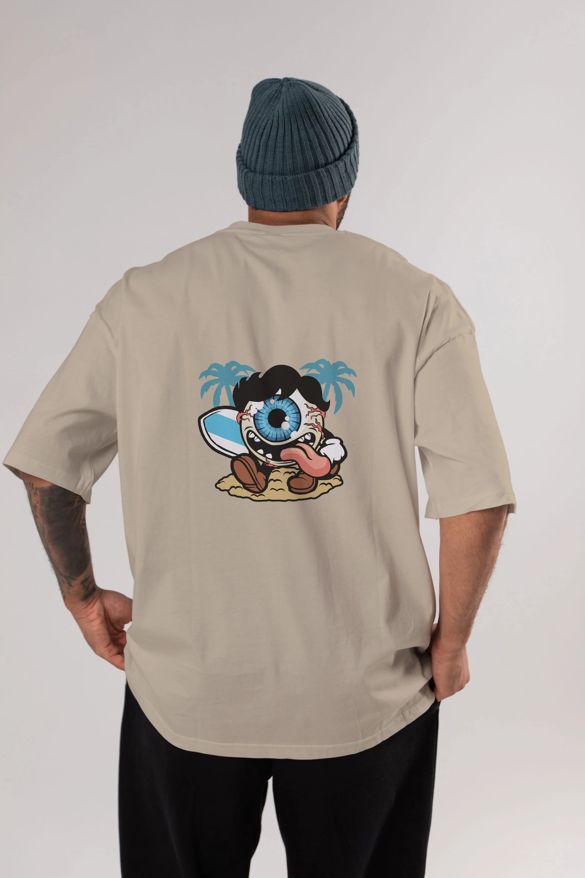 Eye Ball Surfer Arka Baskılı Oversize t-shirt Erkek Kadın Unisex %100 Pamuk tişort