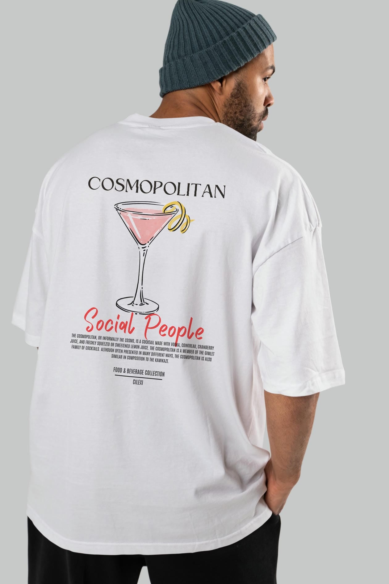 Cosmopolıtan Kokteyl Serisi Baskılı Oversize t-shirt Erkek Kadın Unisex %100 Pamuk Bisiklet Yaka tişort