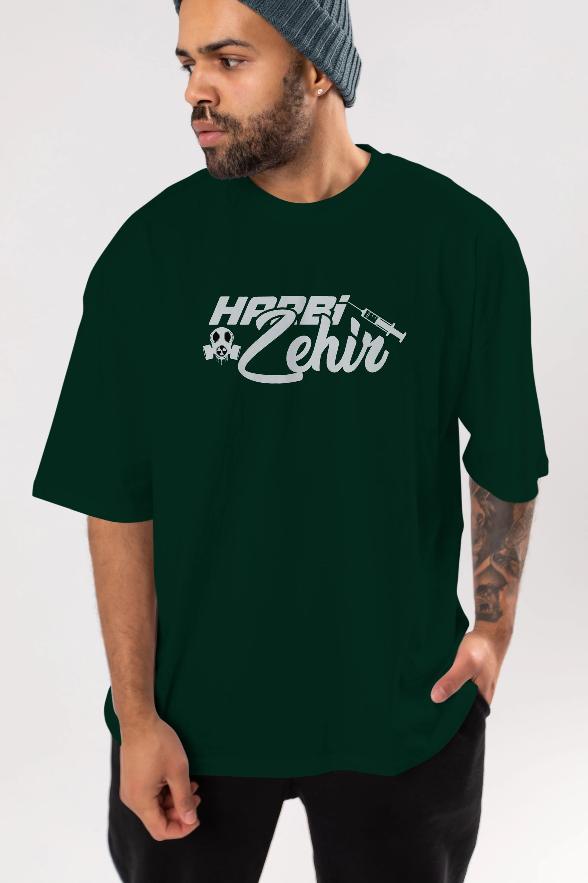 Harbi Zehir Ön Baskılı Oversize t-shirt %100 pamuk Erkek Kadın Unisex