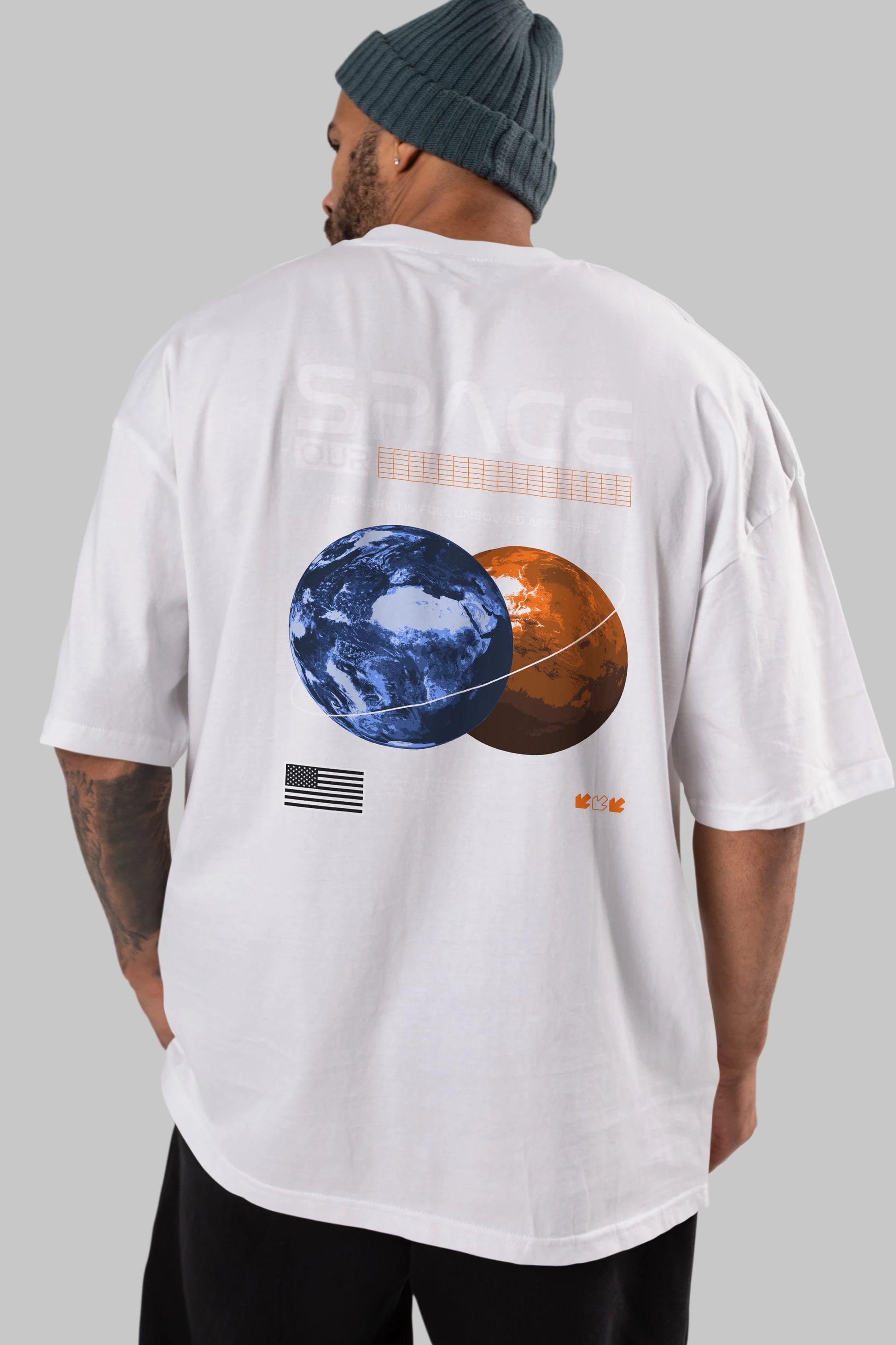 Space Our Arka Baskılı Oversize t-shirt Erkek Kadın Unisex