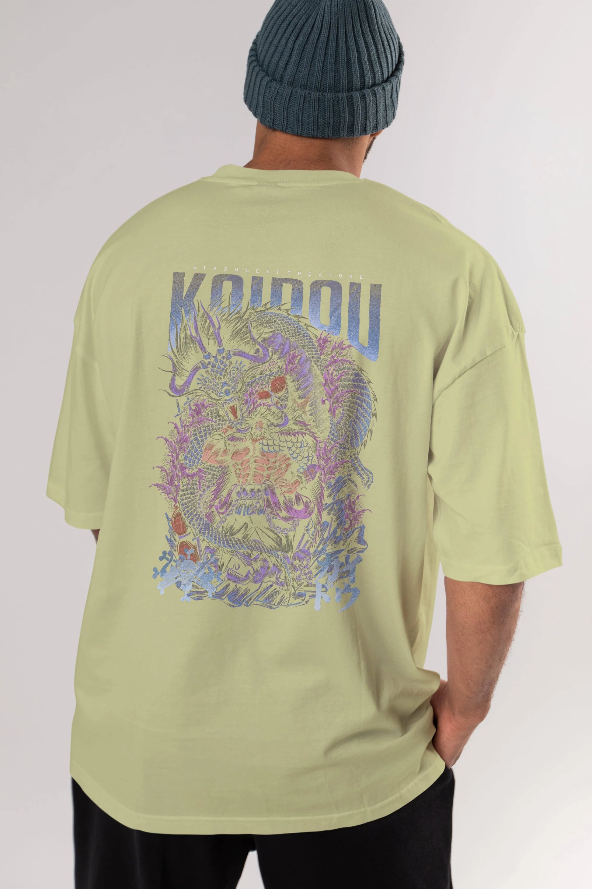 KAIDOU ONE PIECE Anime Arka Baskılı Oversize t-shirt Erkek Kadın Unisex