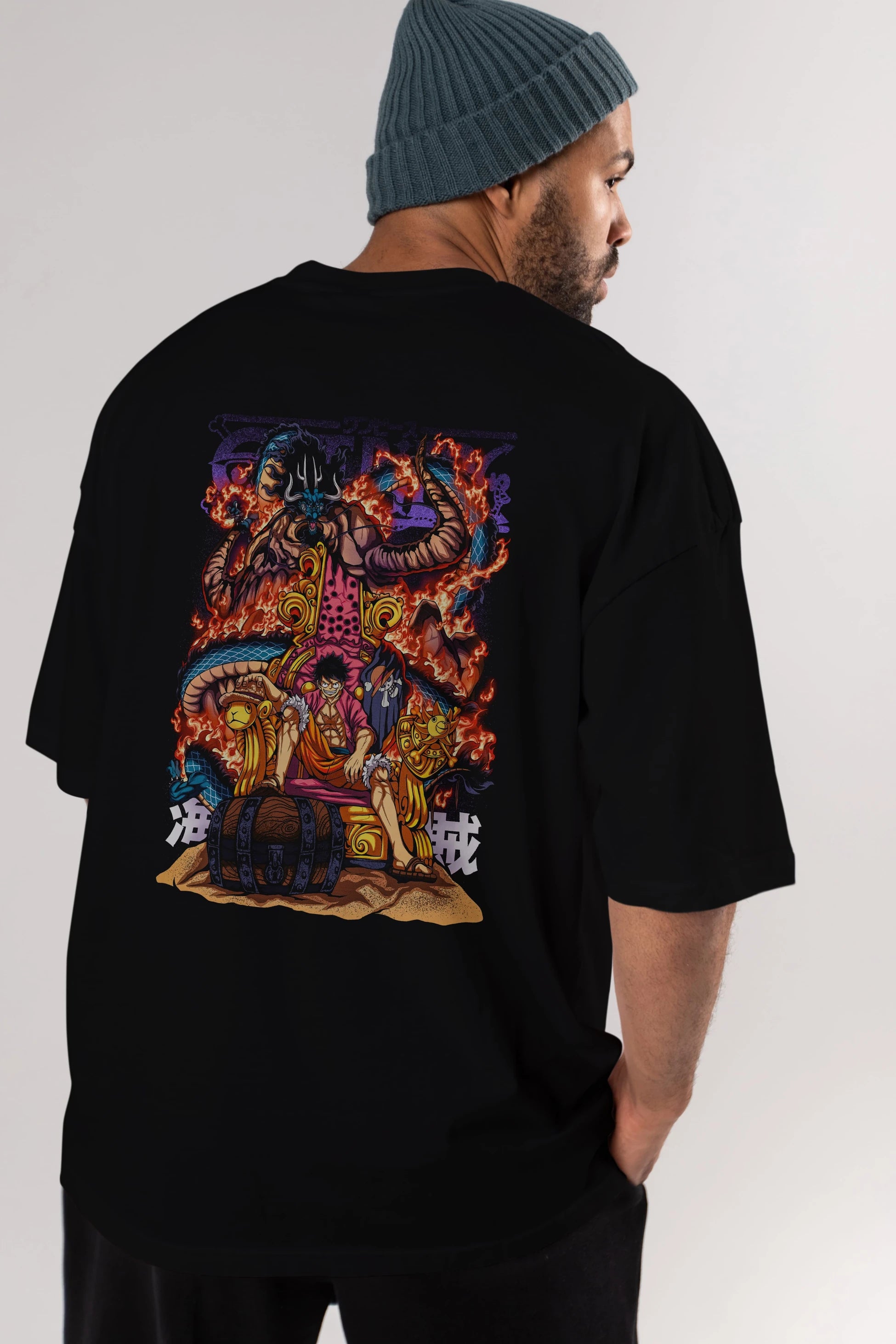 MONKEY D. LUFFY 1 Anime Arka Baskılı Oversize t-shirt Erkek Kadın Unisex
