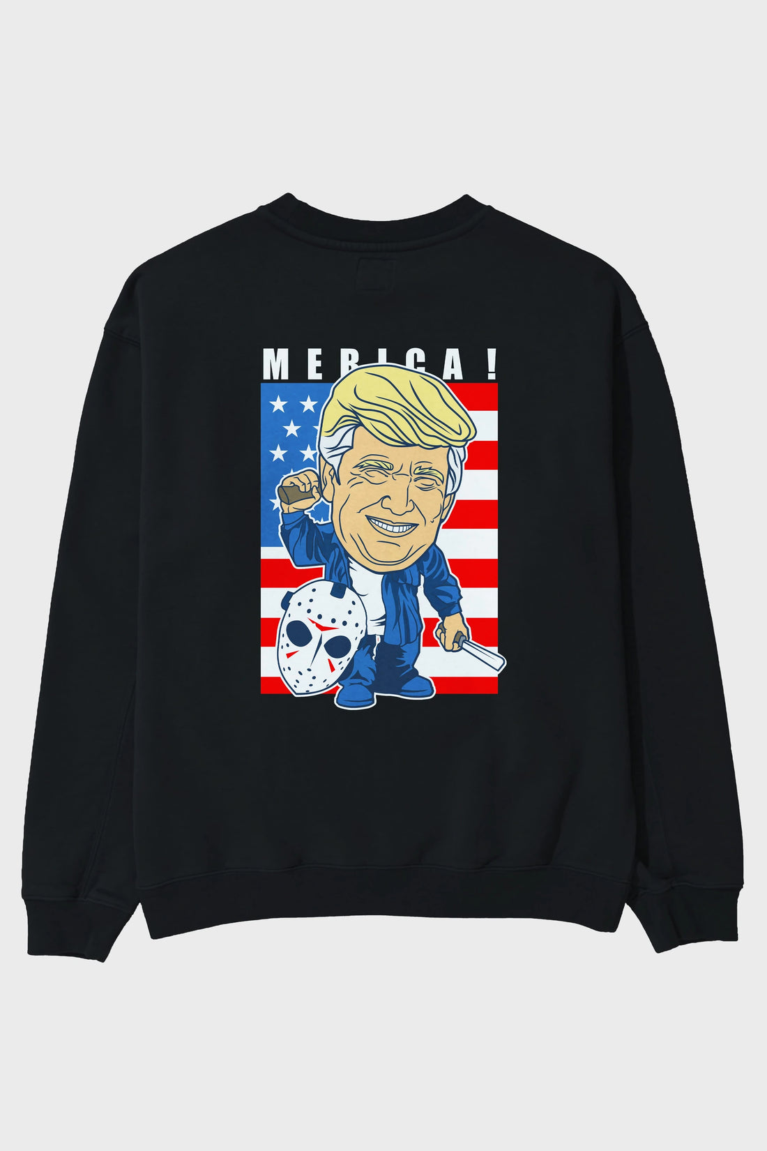Jason Voorhess Trump Arka Baskılı Oversize Sweatshirt Erkek Kadın Unisex