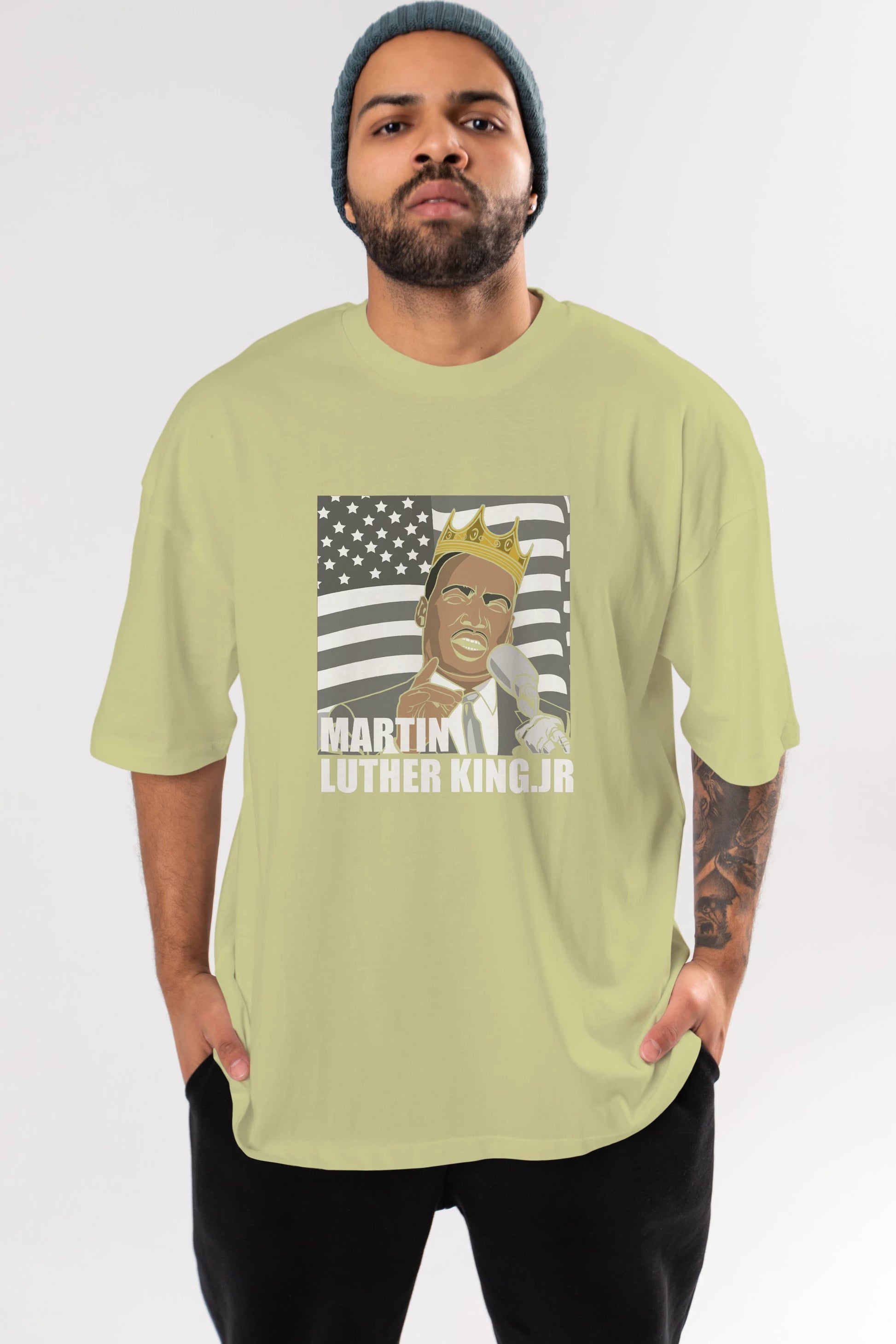 Luther King Ön Baskılı Oversize t-shirt Erkek Kadın Unisex %100 Pamuk tişort