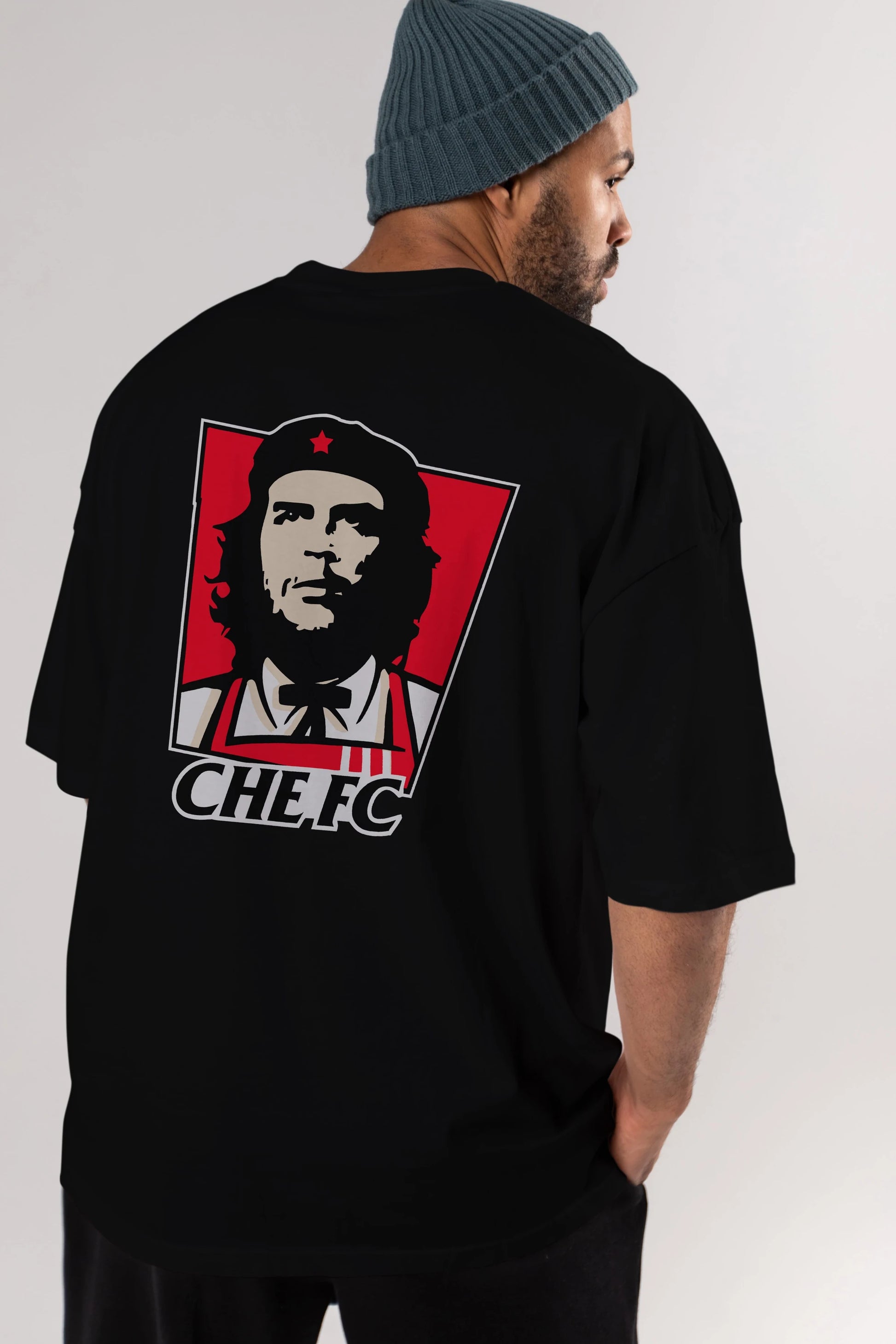 Che FC Arka Baskılı Oversize t-shirt Erkek Kadın Unisex %100 Pamuk Bisiklet Yaka tişort