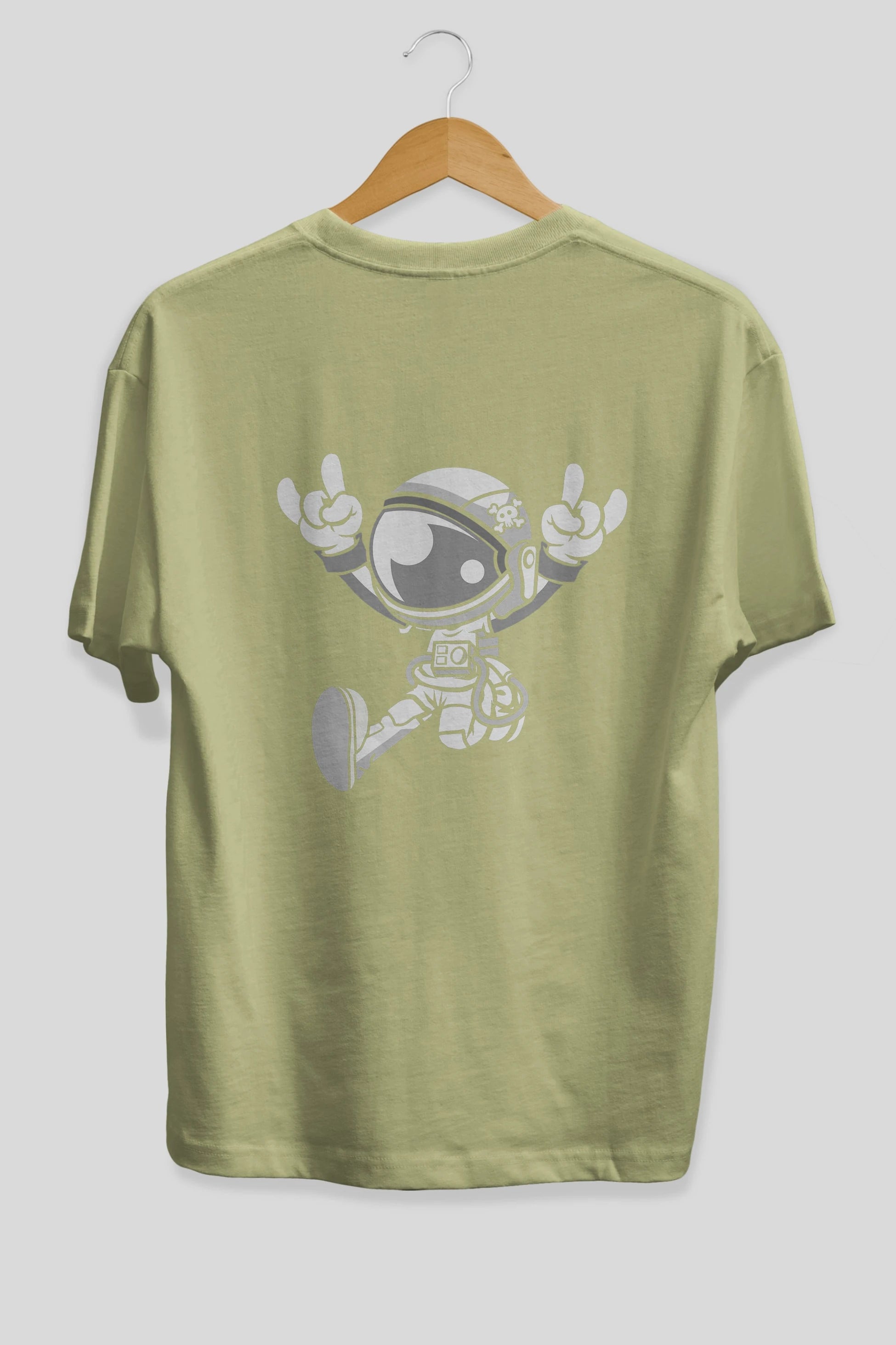 Astronaut Metal Arka Baskılı Oversize t-shirt Erkek Kadın Unisex %100 Pamuk tişort