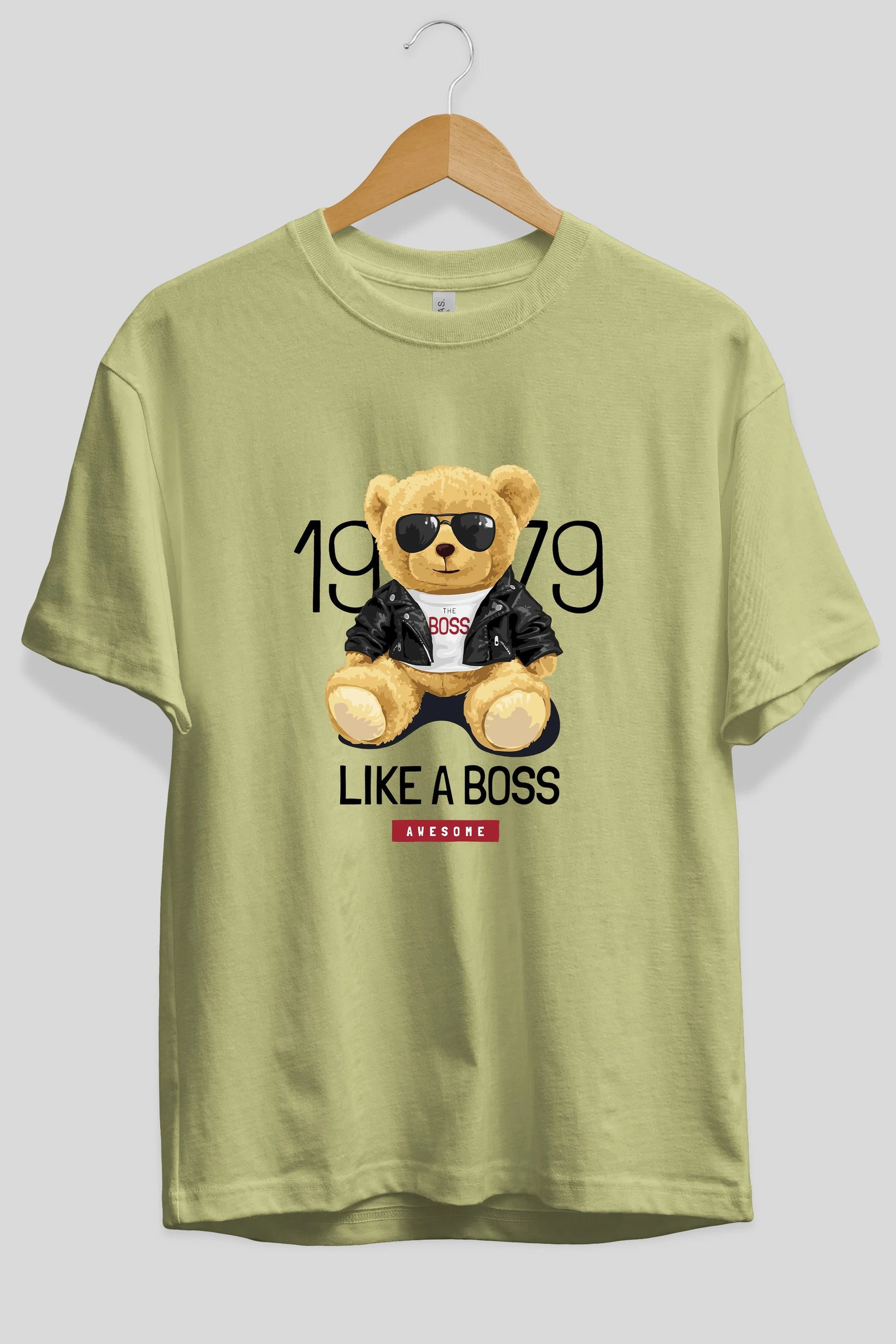 Teddy Bear Like A Boss Ön Baskılı Oversize t-shirt Erkek Kadın Unisex %100 Pamuk