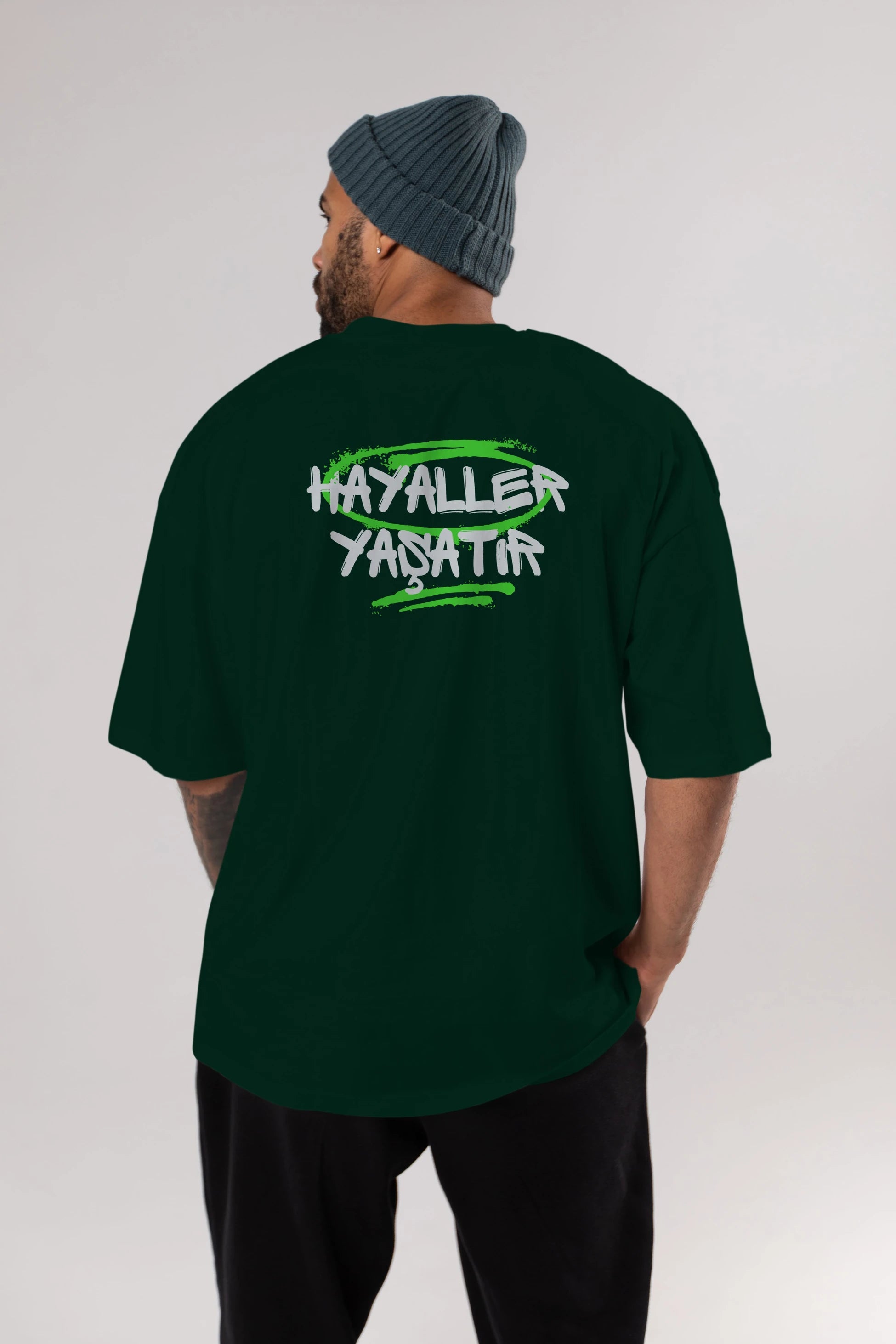 Hayaller Yaşatır Arka Baskılı Oversize t-shirt Erkek Kadın Unisex