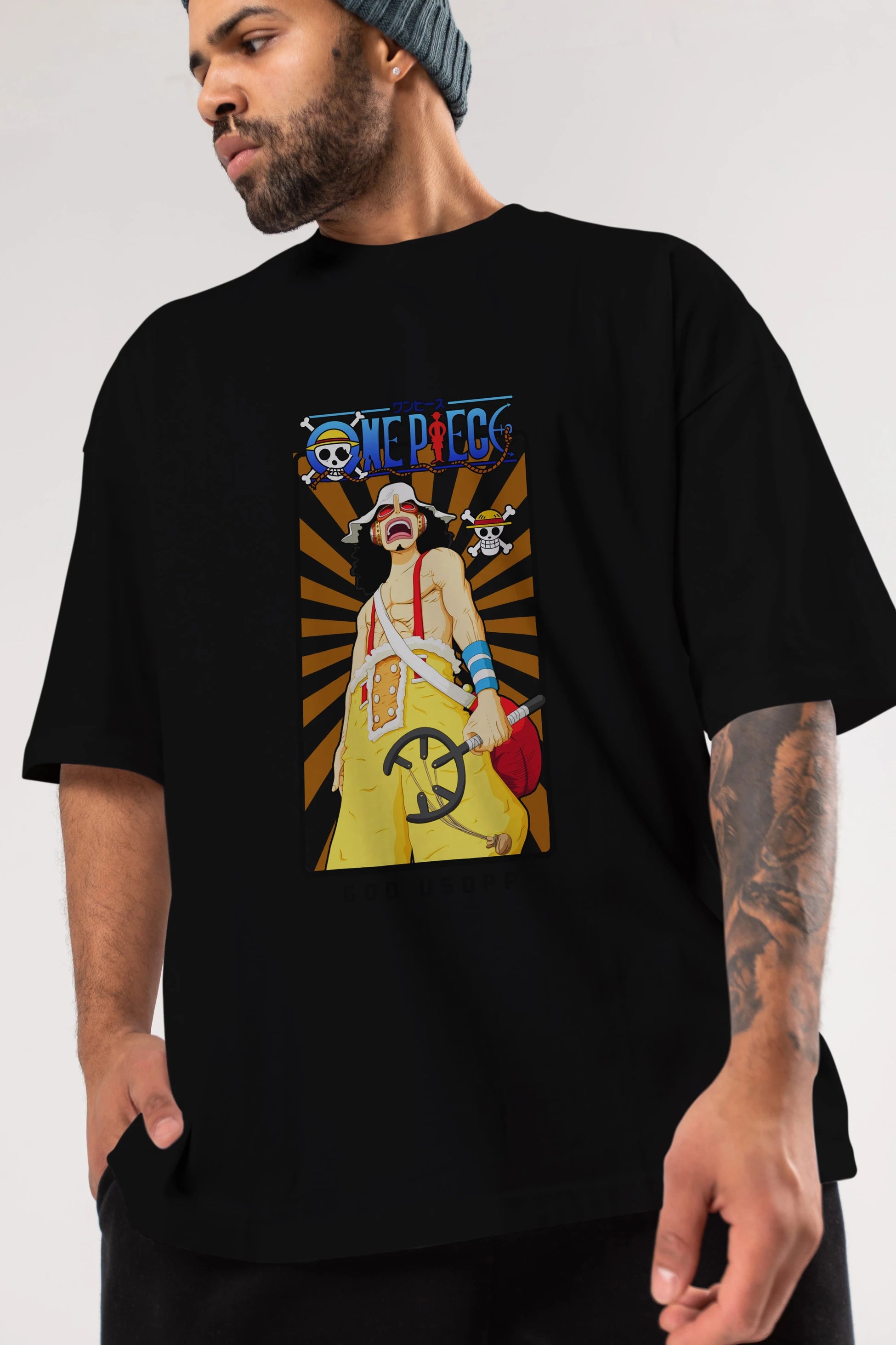 Usopp Anime Ön Baskılı Oversize t-shirt Erkek Kadın Unisex