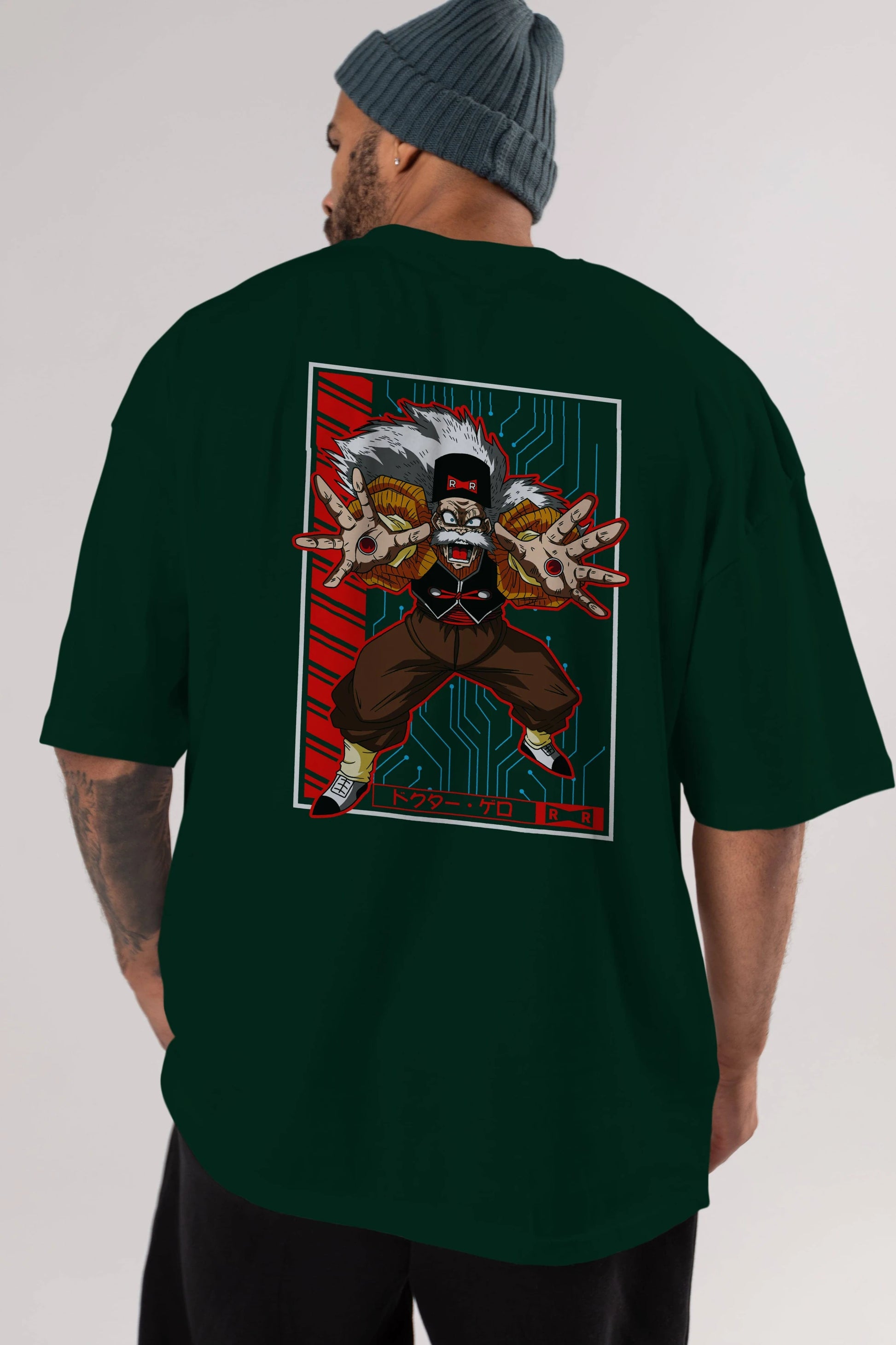 DragonBall DrMakigero Anime Arka Baskılı Oversize t-shirt Erkek Kadın Unisex