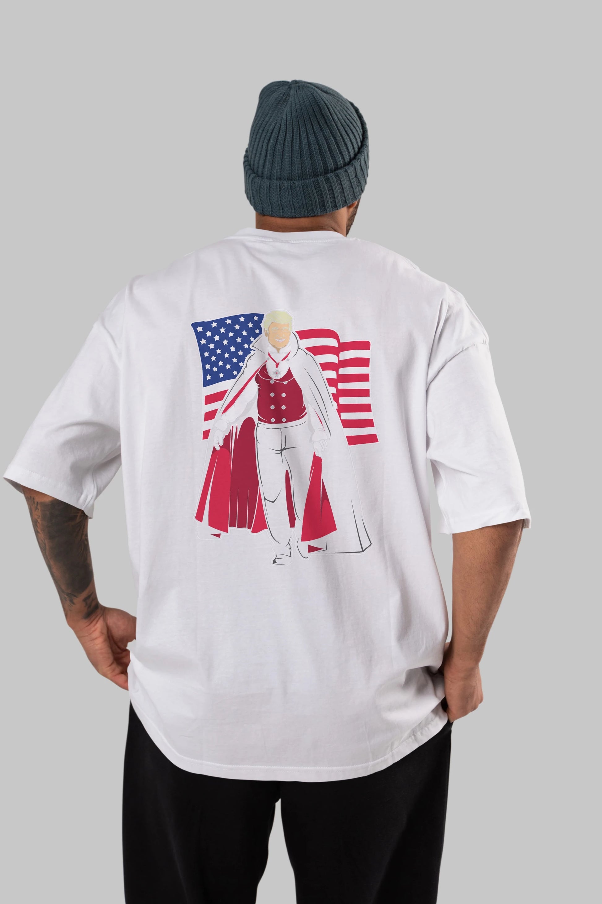 Trump Dracula Arka Baskılı Oversize t-shirt Erkek Kadın Unisex %100 Pamuk tişort