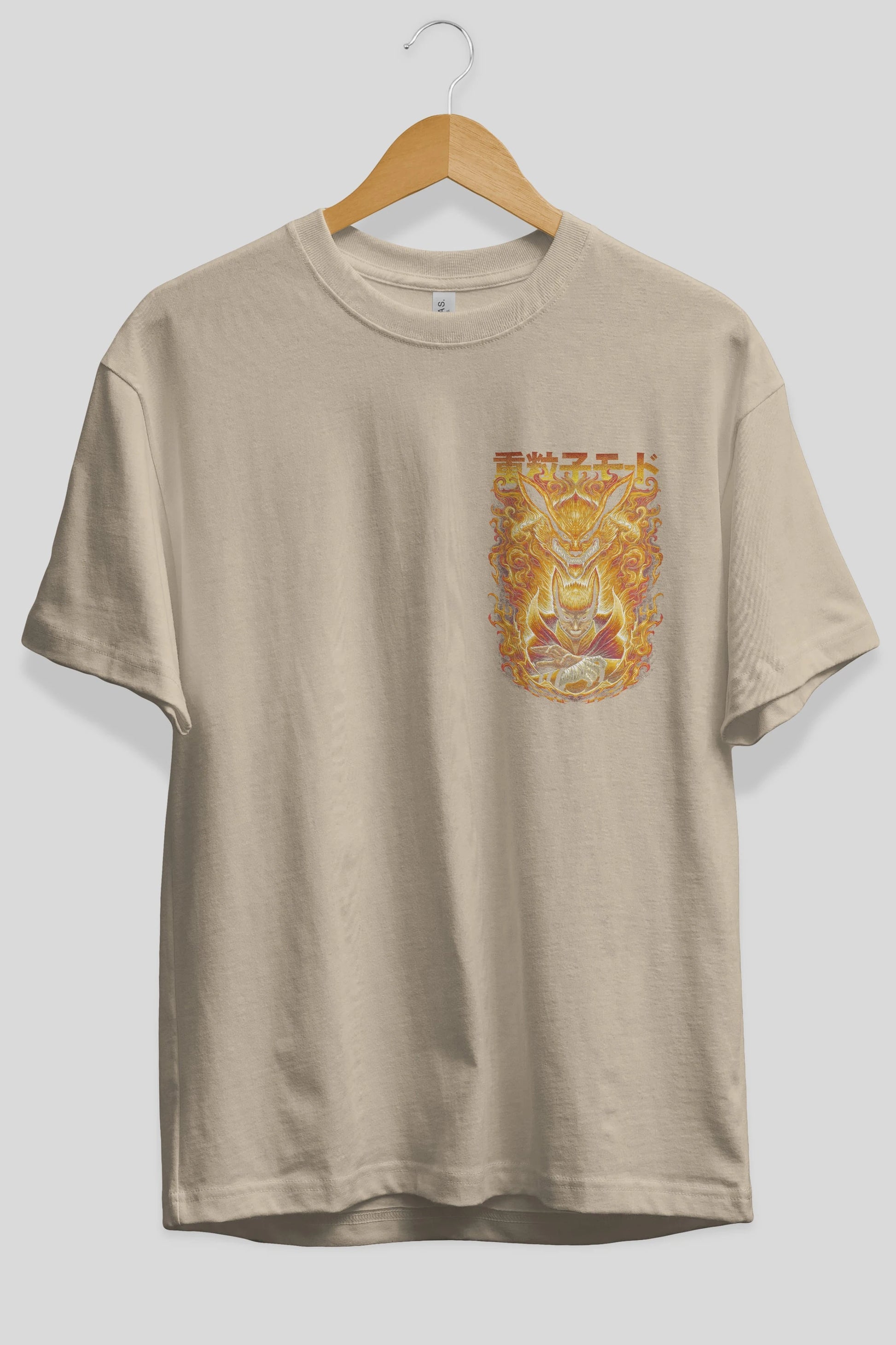 NARUTO KYUUBI 1 Ön Sol Baskılı Oversize t-shirt Erkek Kadın Unisex %100 Pamuk Bisiklet Yaka tişort