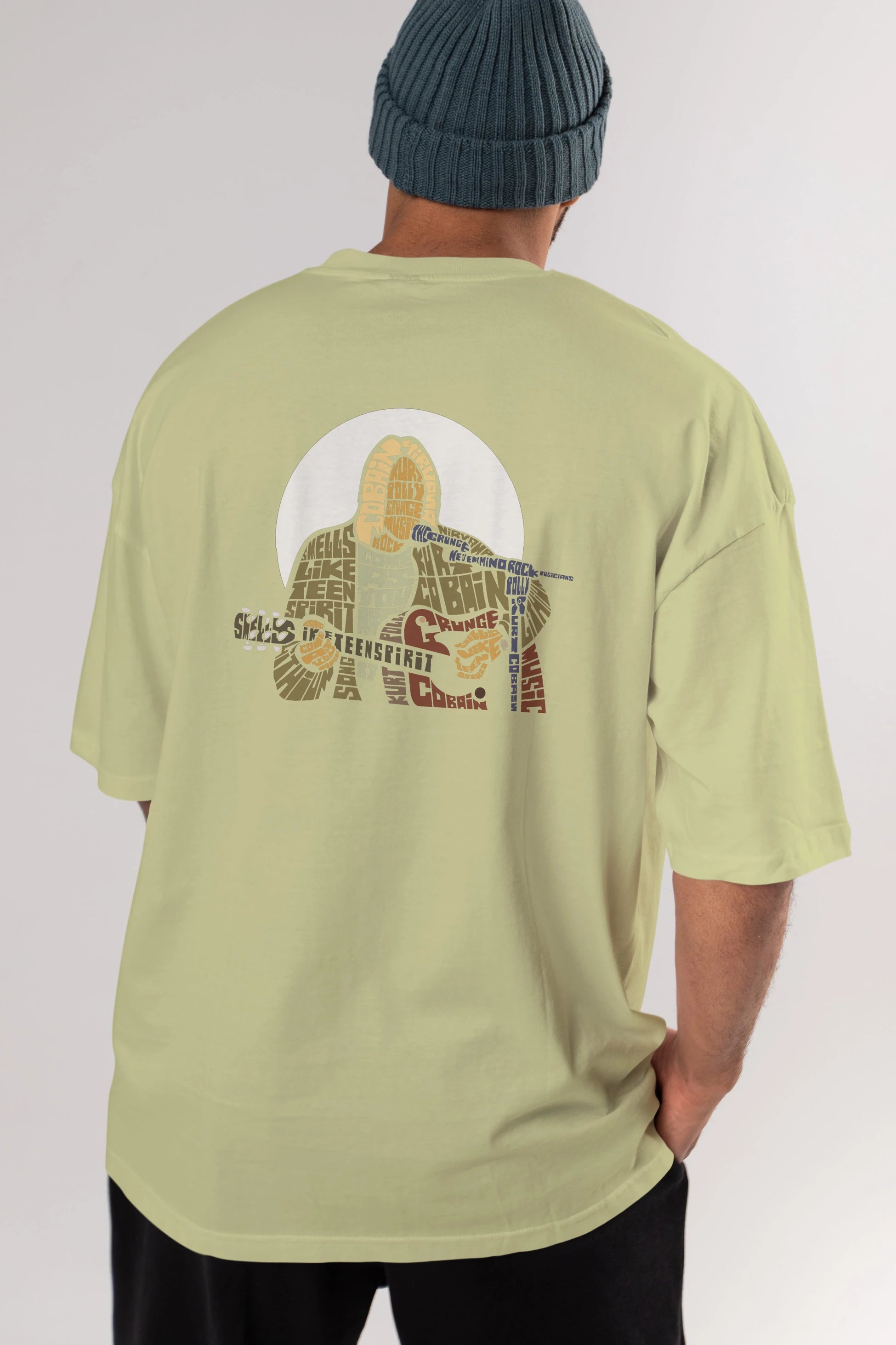 Kurt Cobain Arka Baskılı Oversize t-shirt %100 pamuk Erkek Kadın Unisex