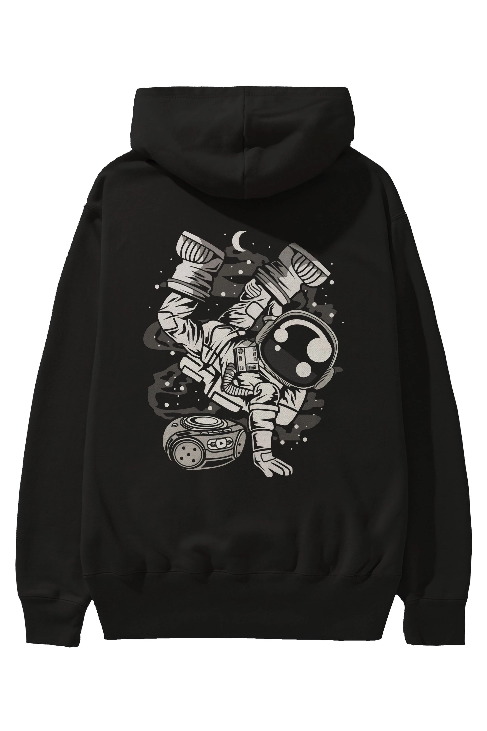 Space Breakdance Arka Baskılı Hoodie Oversize Kapüşonlu Sweatshirt Erkek Kadın Unisex