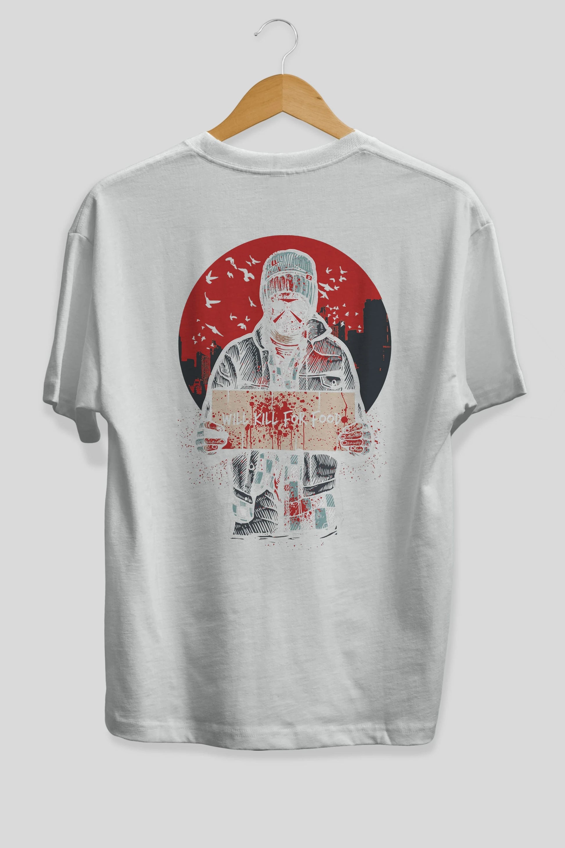 Kill For Food Arka Baskılı Oversize t-shirt Erkek Kadın Unisex %100 Pamuk
