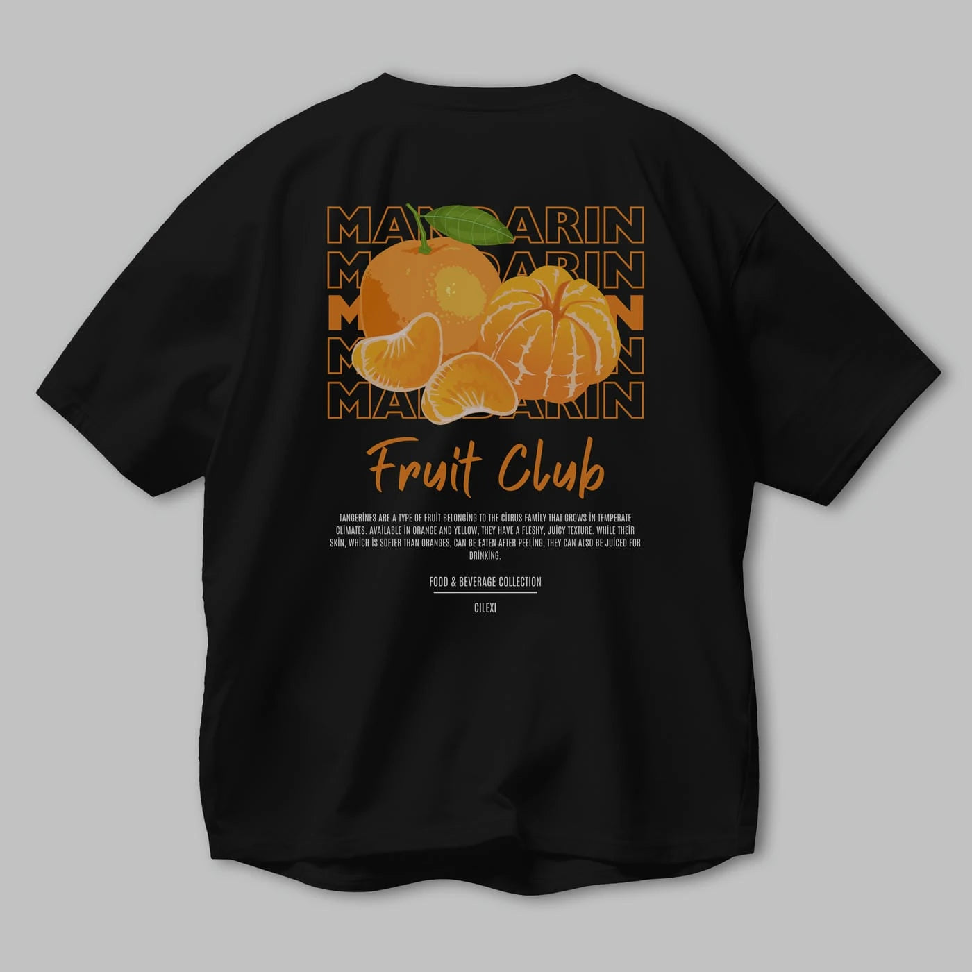 Mandarin Arka Baskılı Oversize t-shirt Erkek Kadın Pamuk Bisiklet Yaka tişort