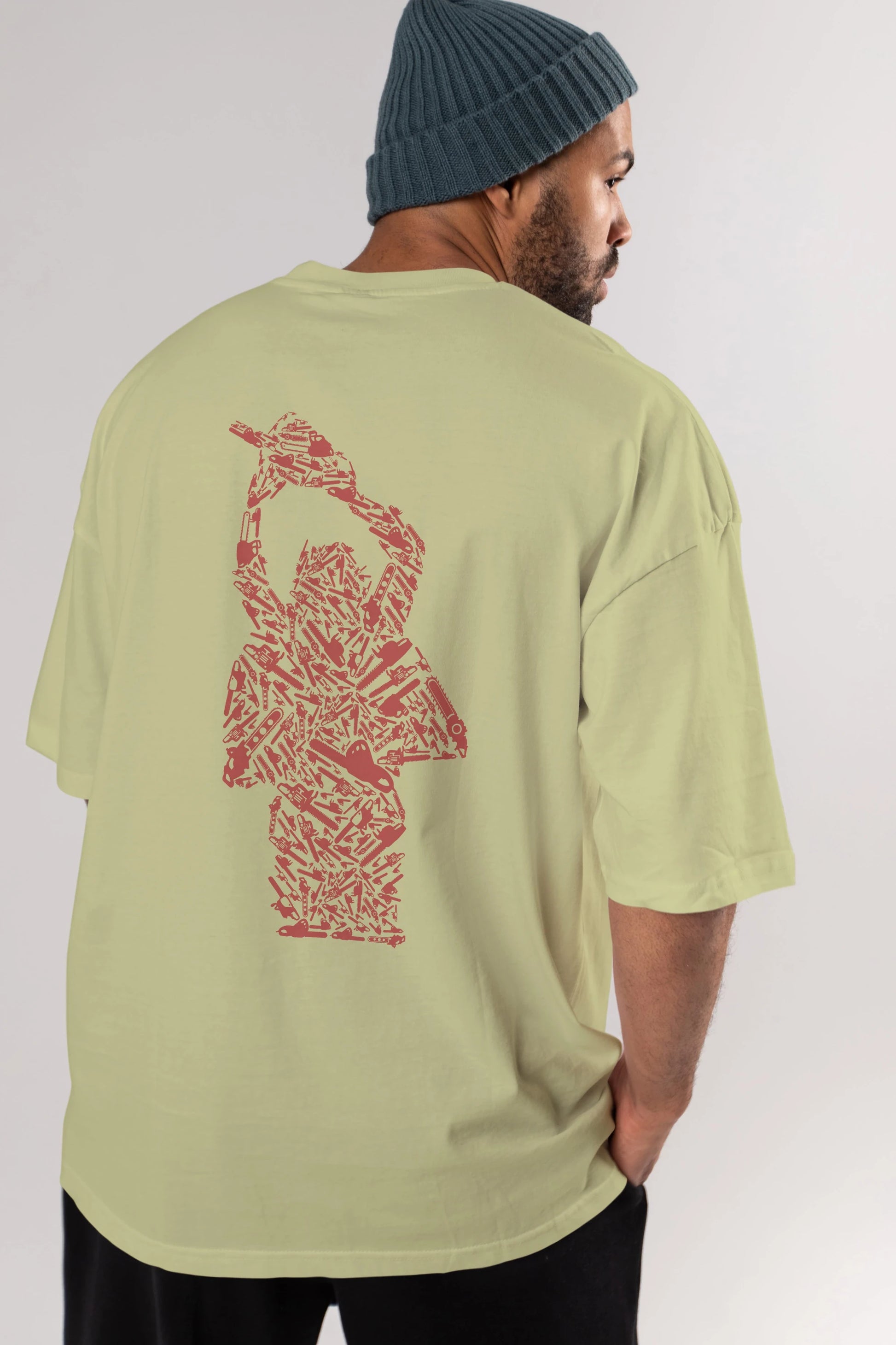 Chainsaw Arka Baskılı Oversize t-shirt %100 pamuk Erkek Kadın Unisex
