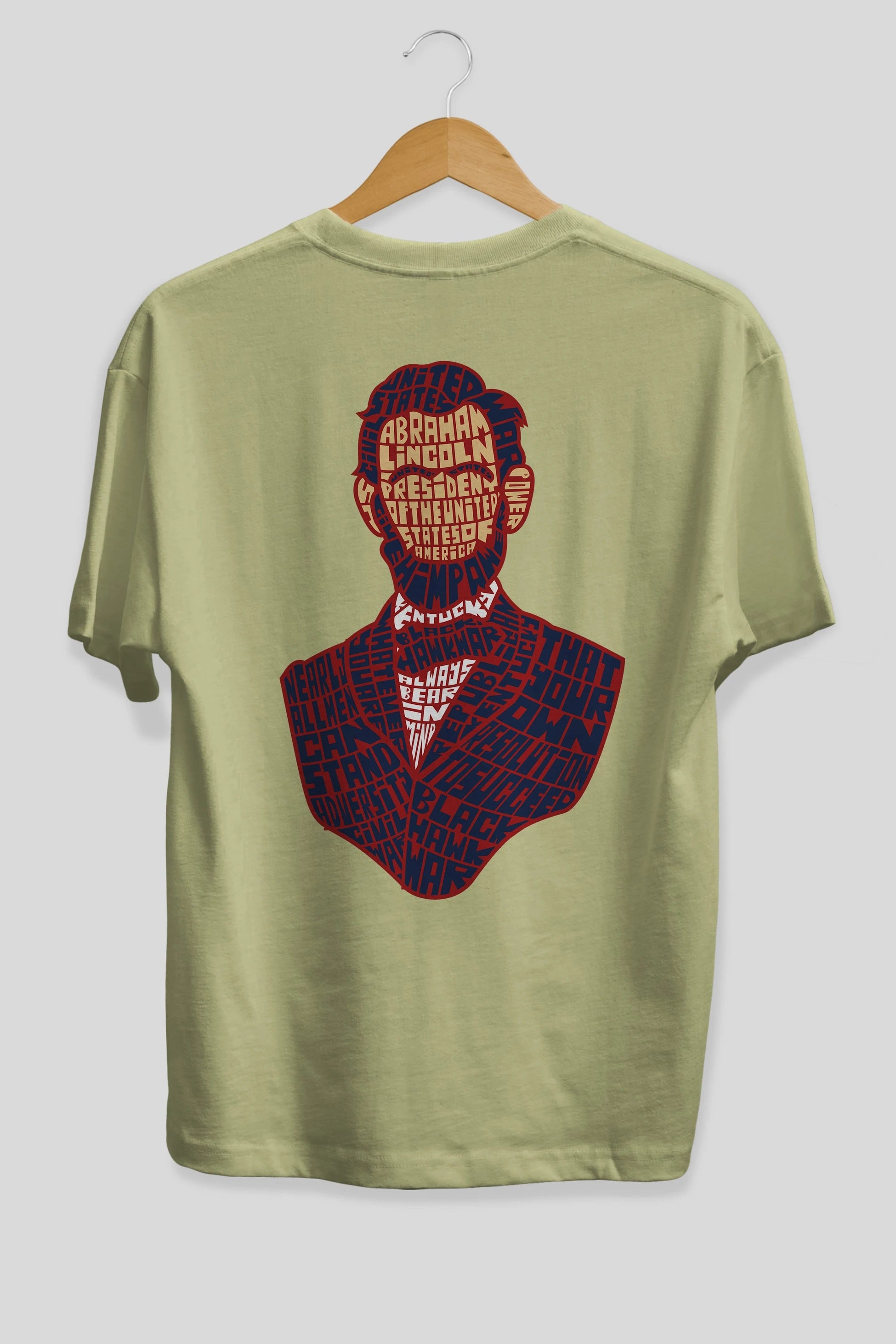 Abraham Lincoln Arka Baskılı Oversize t-shirt %100 pamuk Erkek Kadın Unisex
