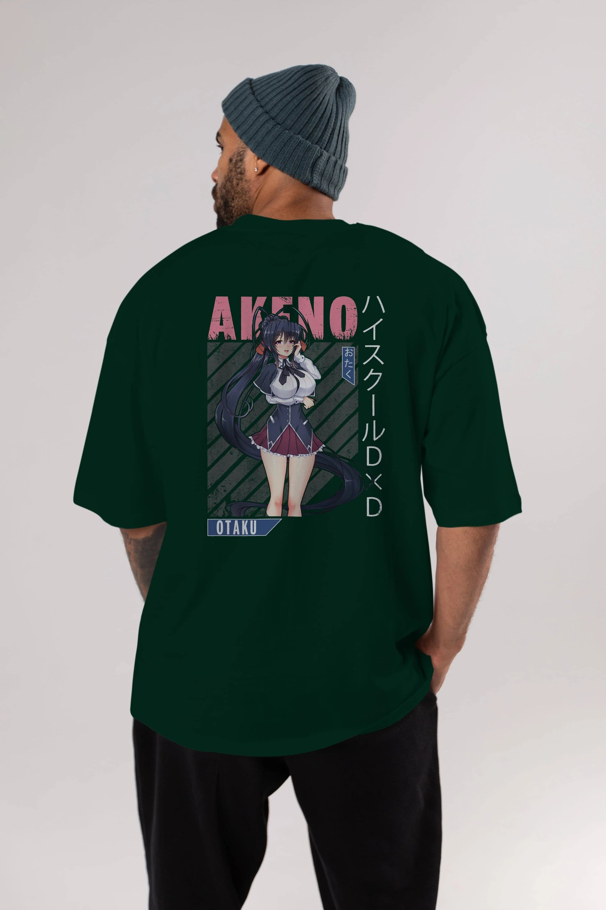 Akeno Himejima 4 Anime Arka Baskılı Oversize t-shirt Erkek Kadın Unisex