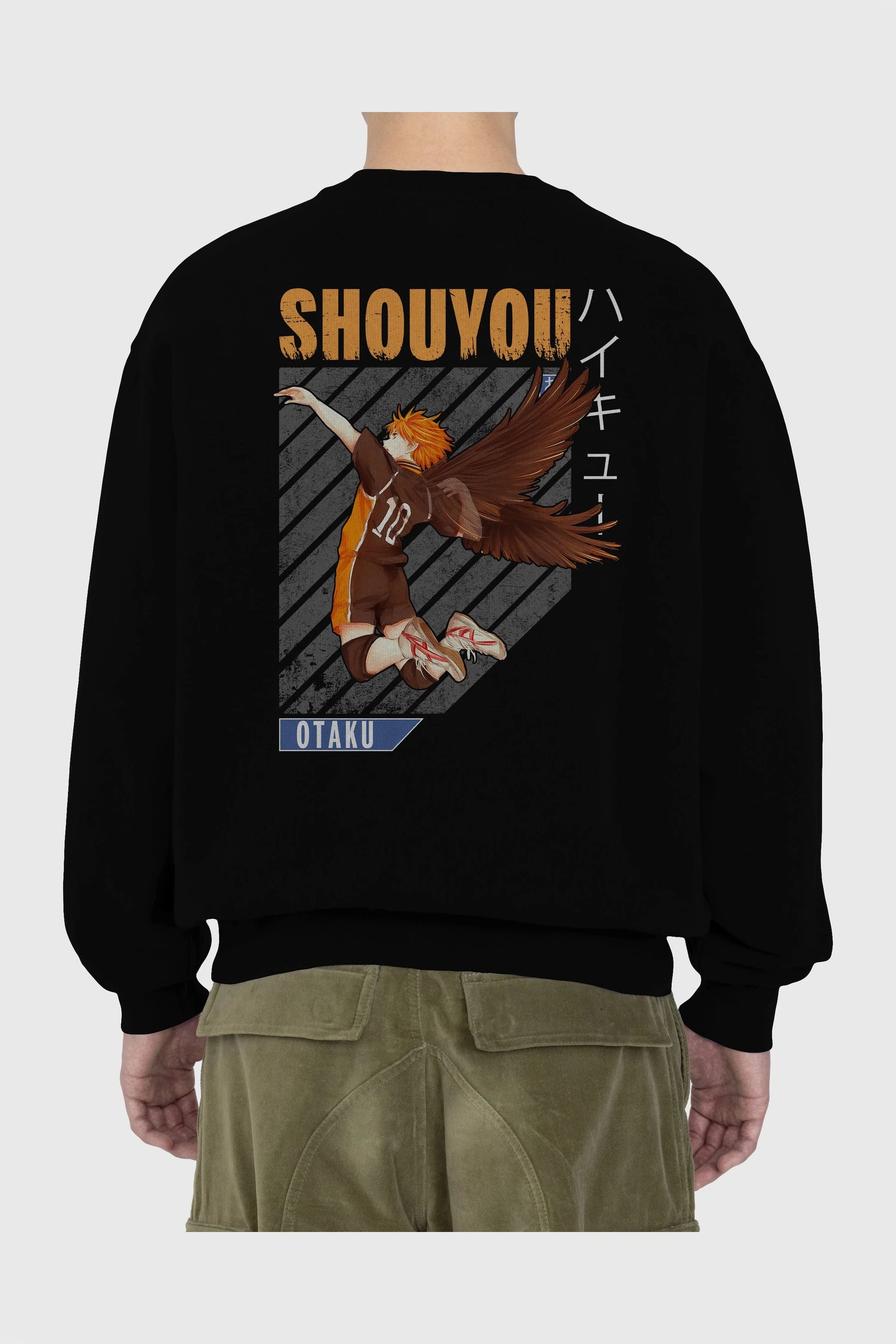 Shouyou Hinata 10 Anime Arka Baskılı Oversize Sweatshirt Erkek Kadın Unisex